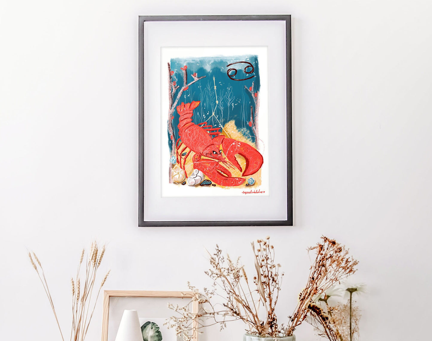 Cancer Zodiac Sign Art Print: Illustrated Horoscope Poster