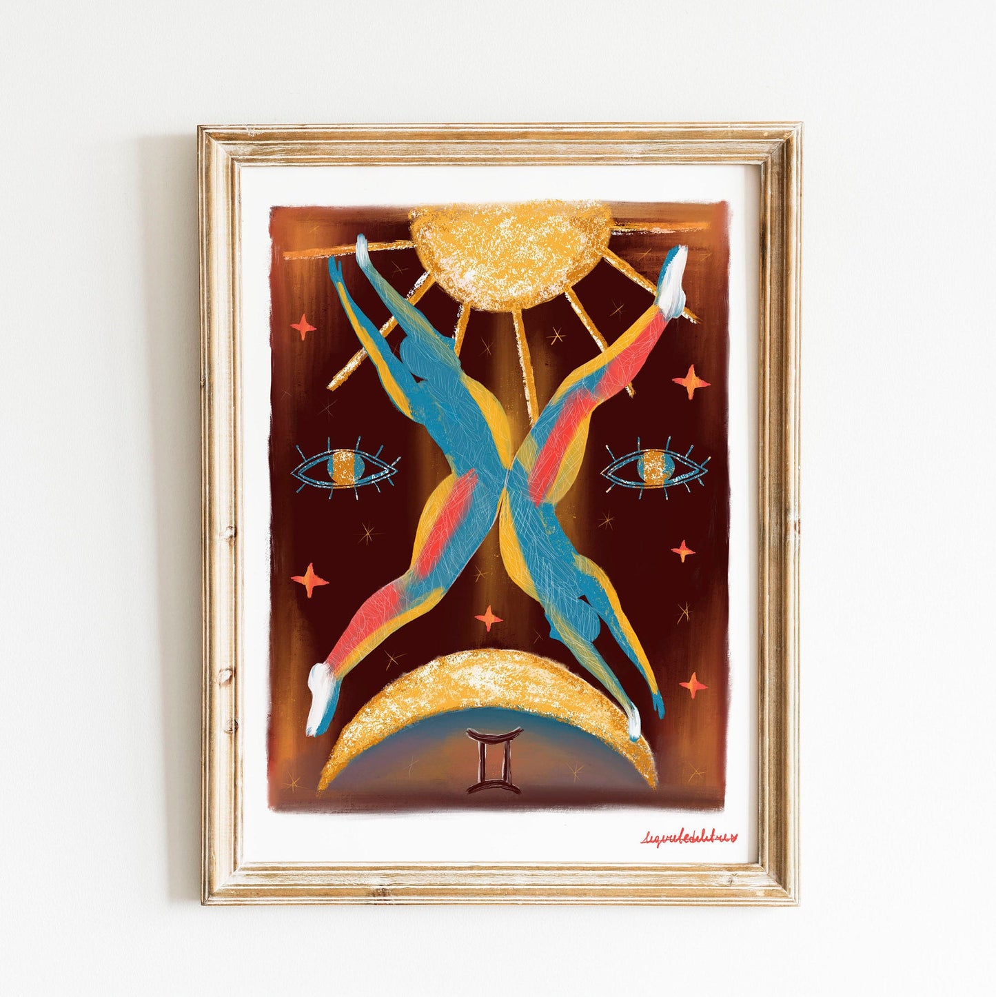 Gemini Zodiac Sign Art Print: Illustrated Horoscope Poster