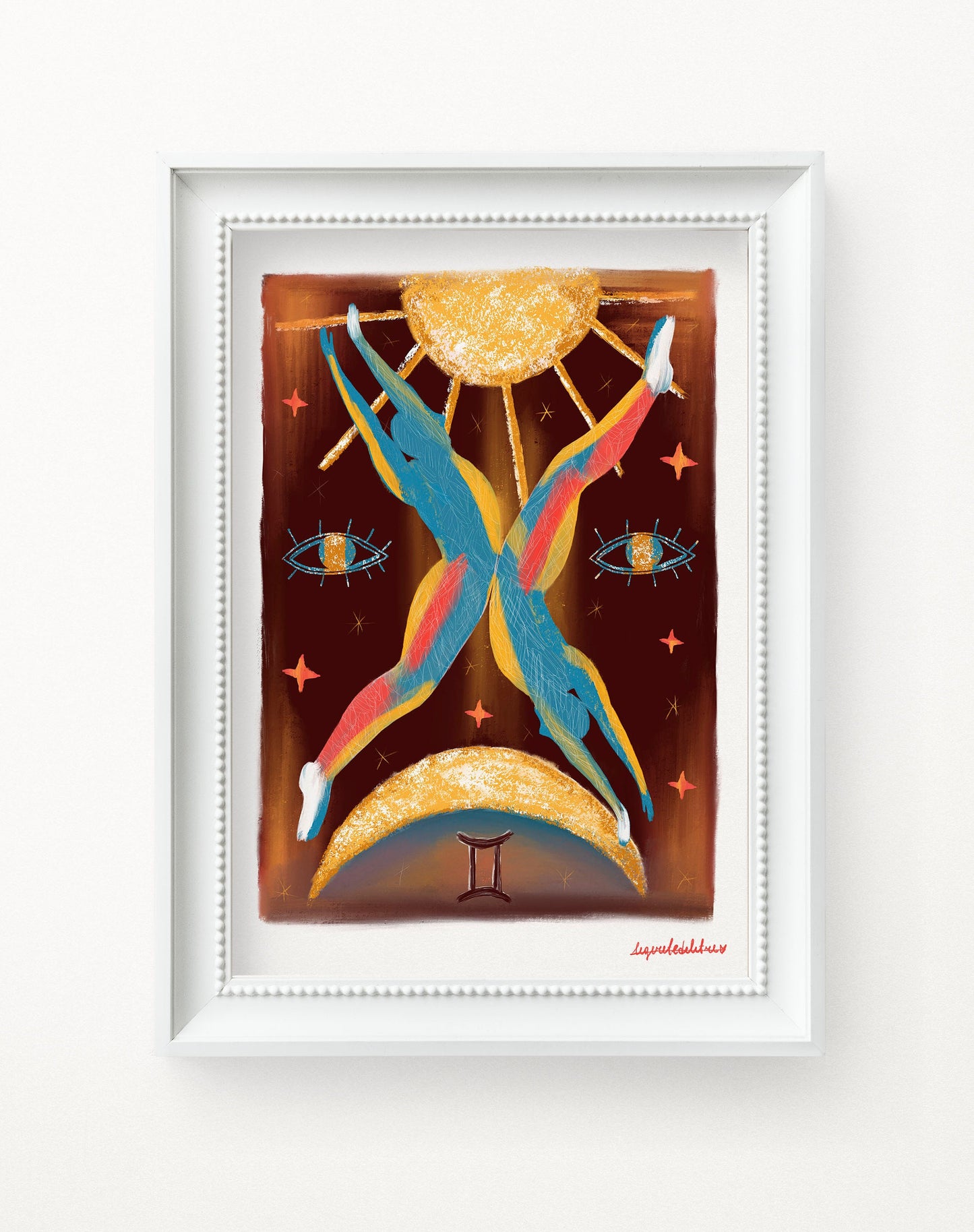Gemini Zodiac Sign Art Print: Illustrated Horoscope Poster