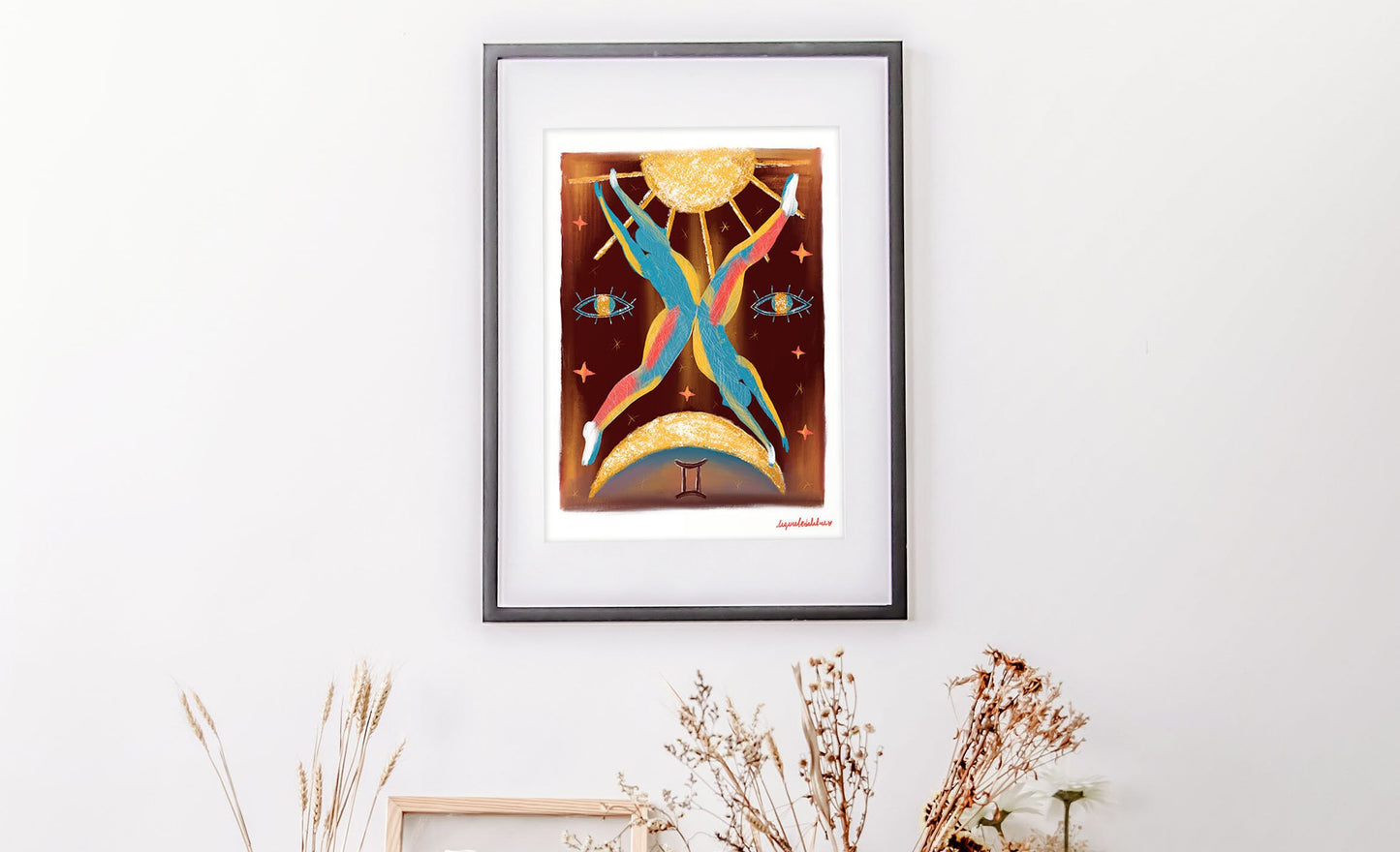 Gemini Zodiac Sign Art Print: Illustrated Horoscope Poster