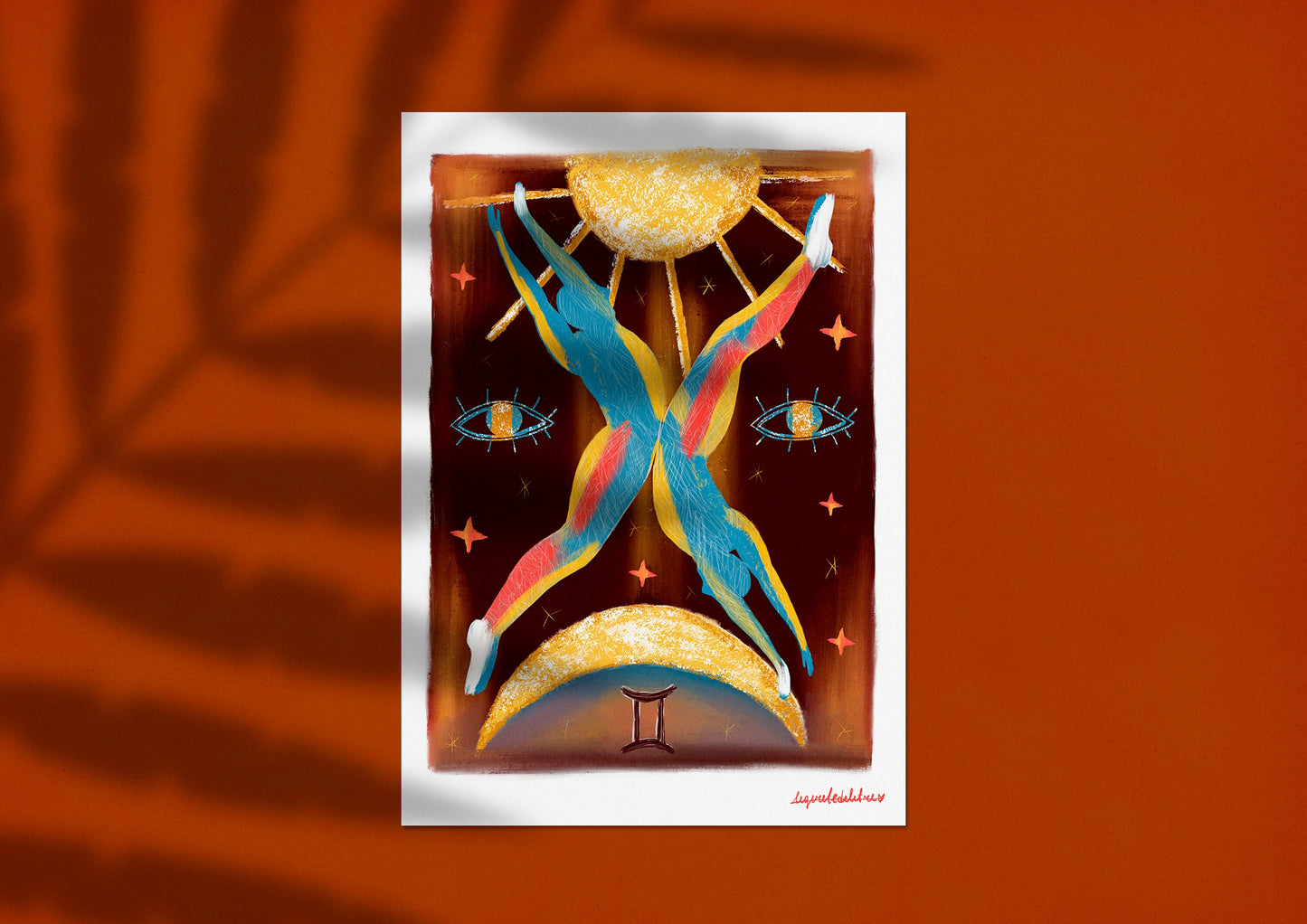 Gemini Zodiac Sign Art Print: Illustrated Horoscope Poster