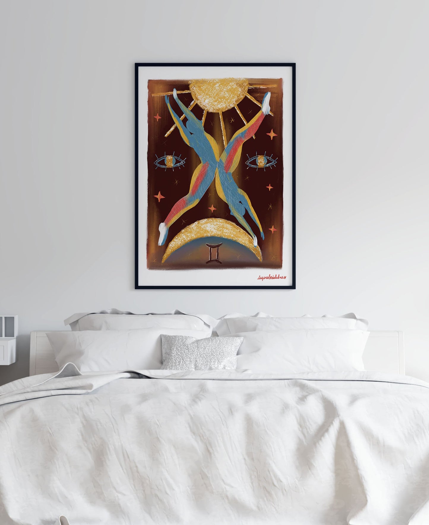 Gemini Zodiac Sign Art Print: Illustrated Horoscope Poster