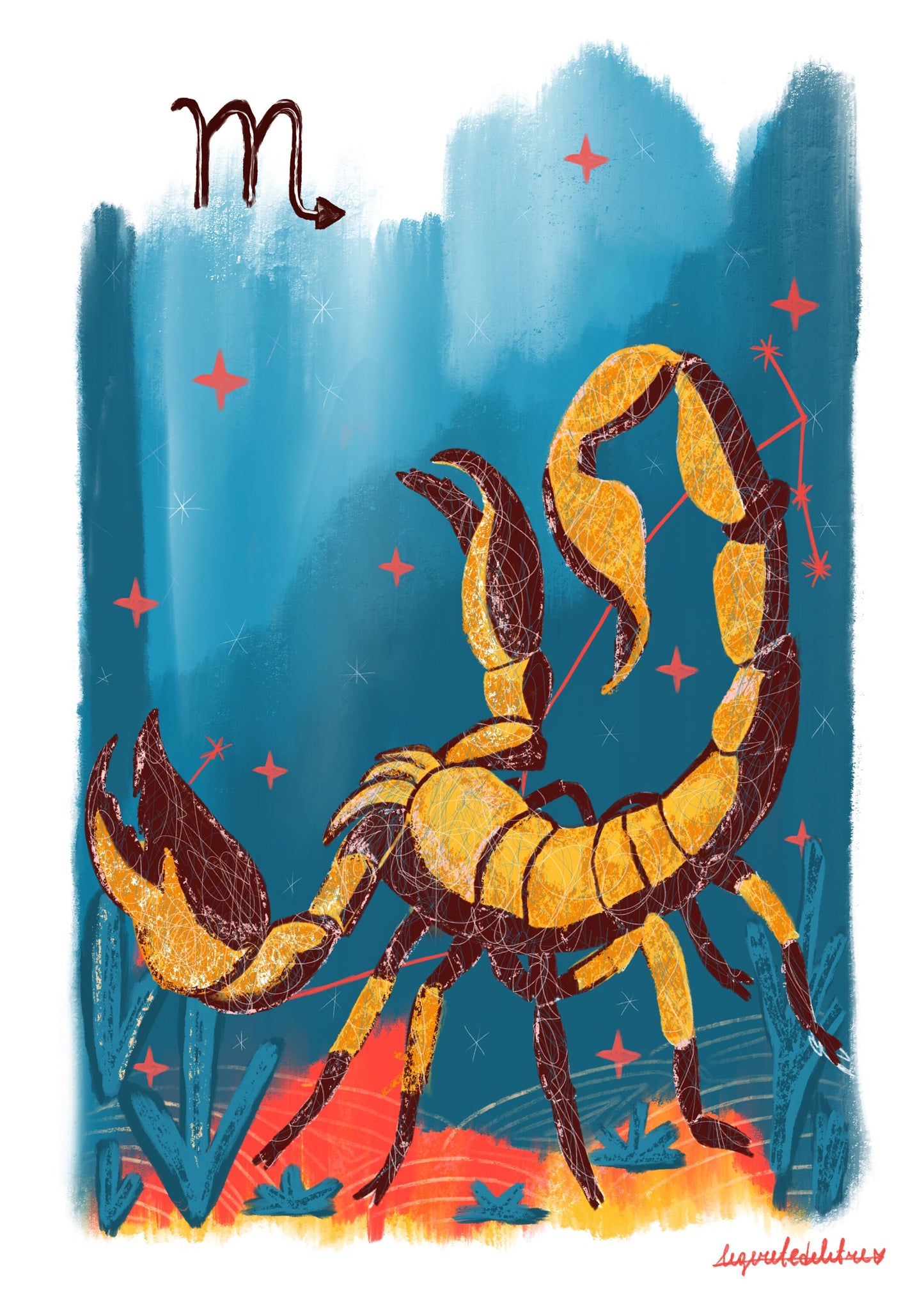Scorpio Zodiac Sign Art Print: Illustrated Horoscope Poster