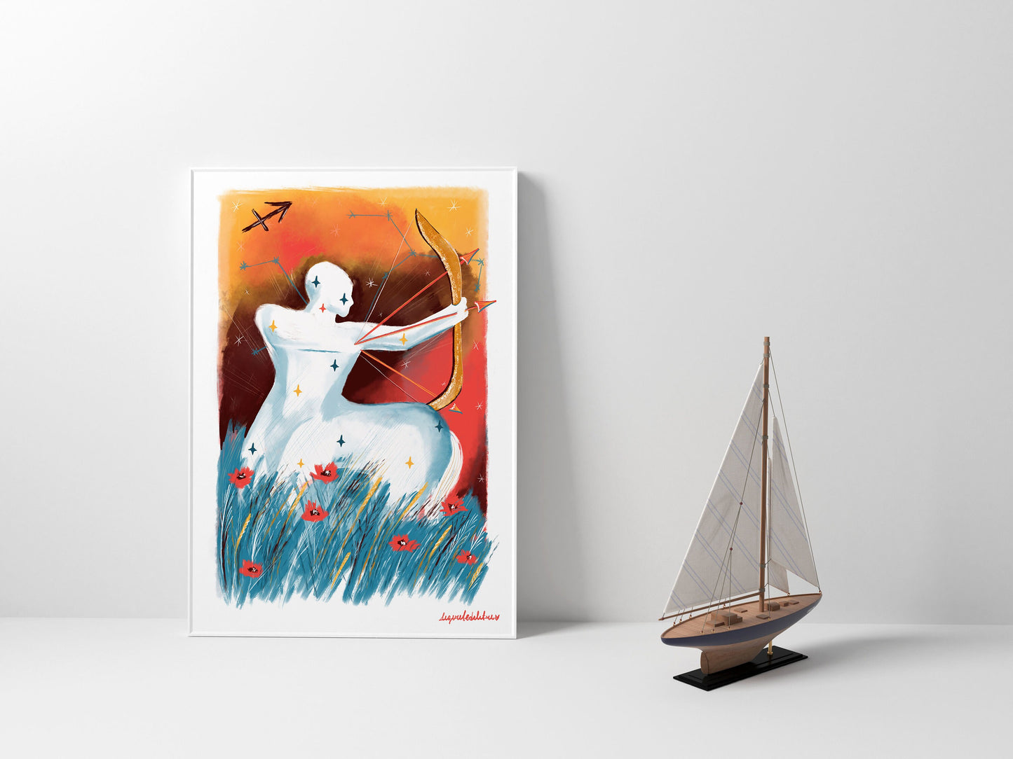 Sagittarius Zodiac Art Print: Illustrated Horoscope Poster