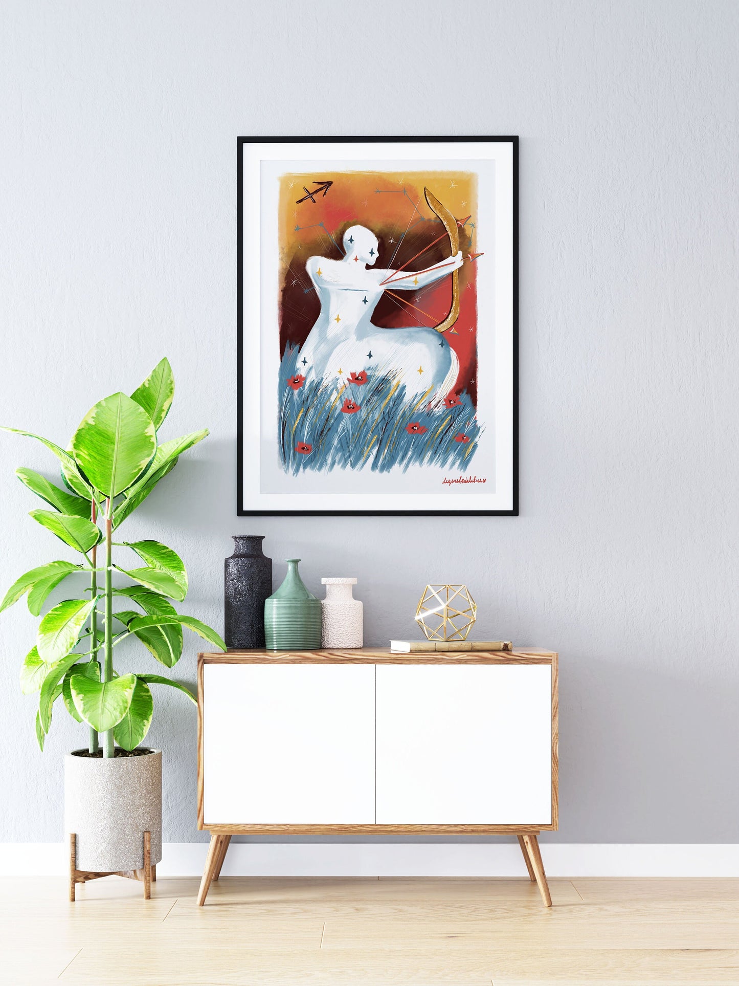 Sagittarius Zodiac Art Print: Illustrated Horoscope Poster