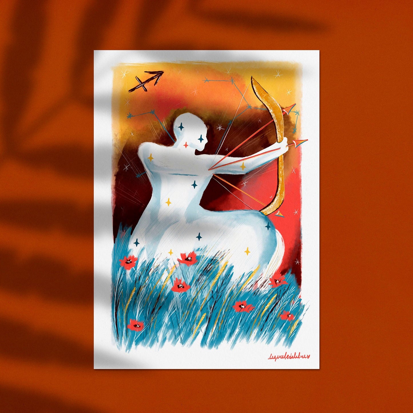 Sagittarius Zodiac Art Print: Illustrated Horoscope Poster