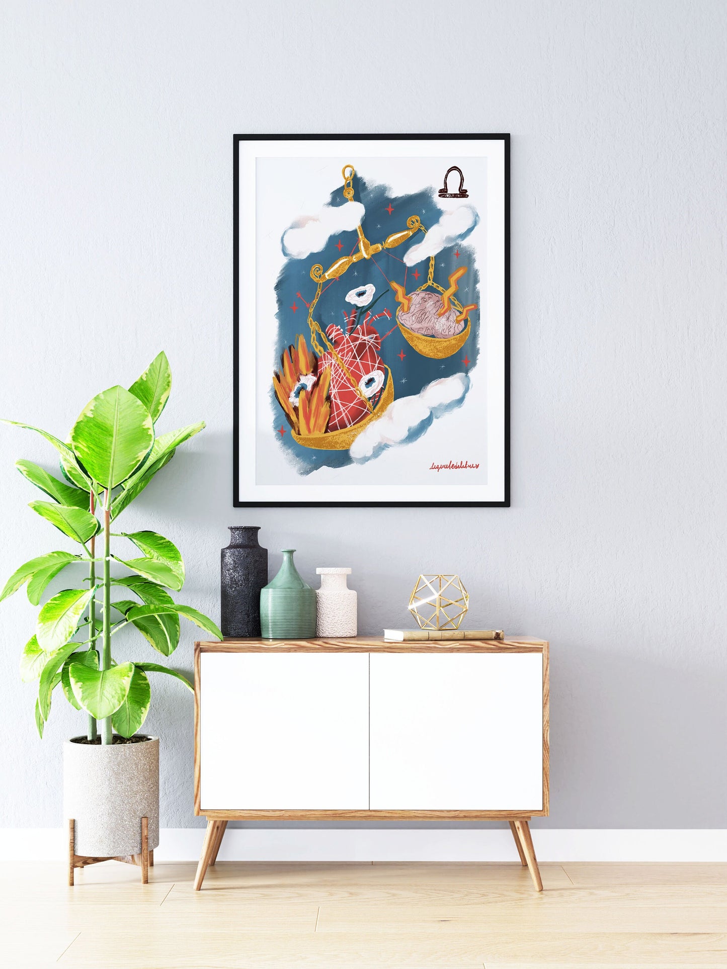 Libra Zodiac Sign Art Print: Illustrated Horoscope Poster