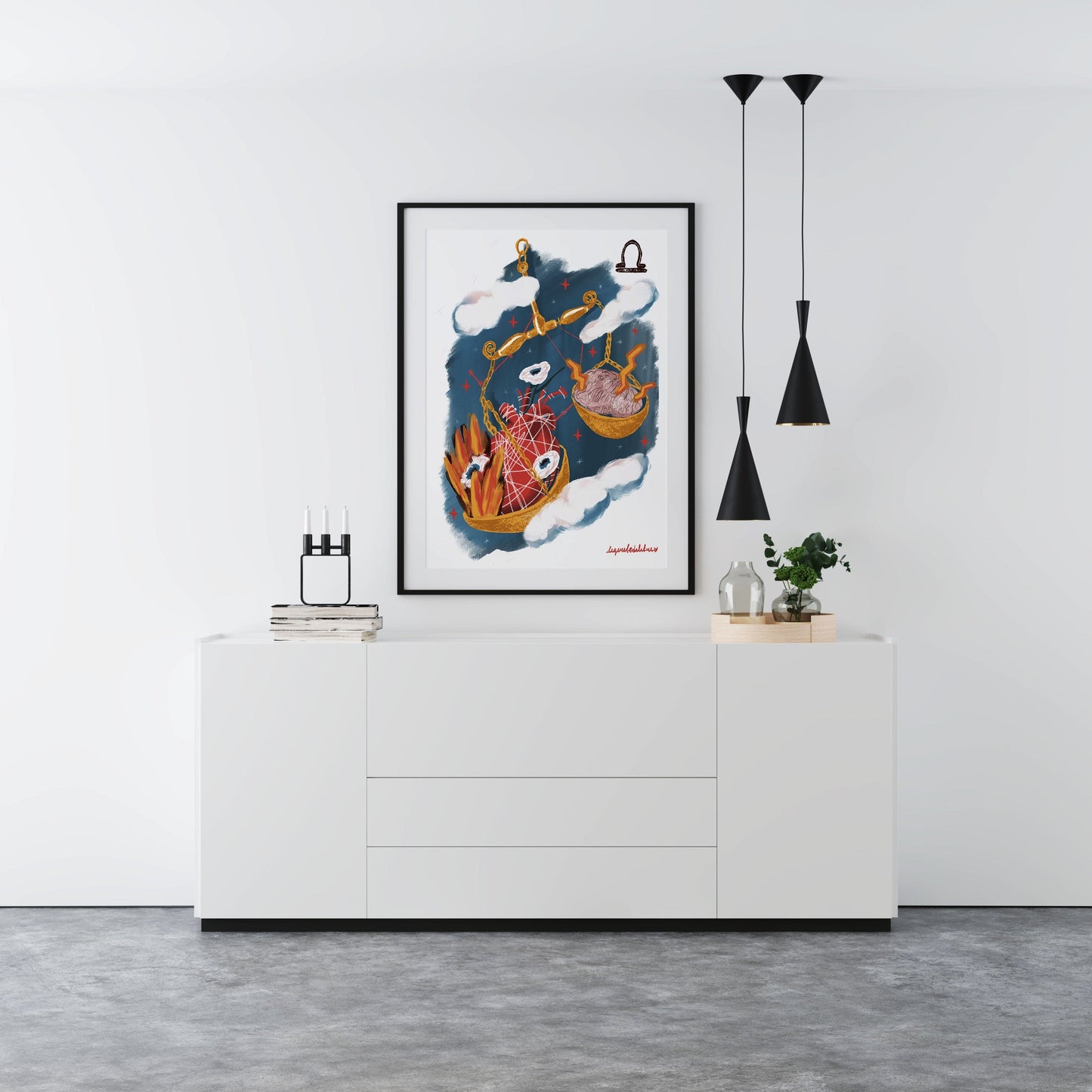 Libra Zodiac Sign Art Print: Illustrated Horoscope Poster