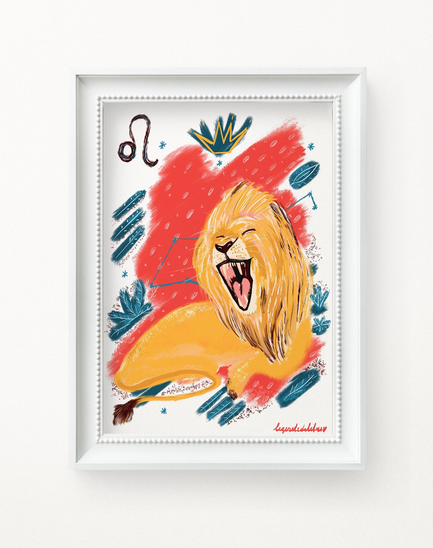 Leo Zodiac Sign Art Print: Illustrated Horoscope Poster