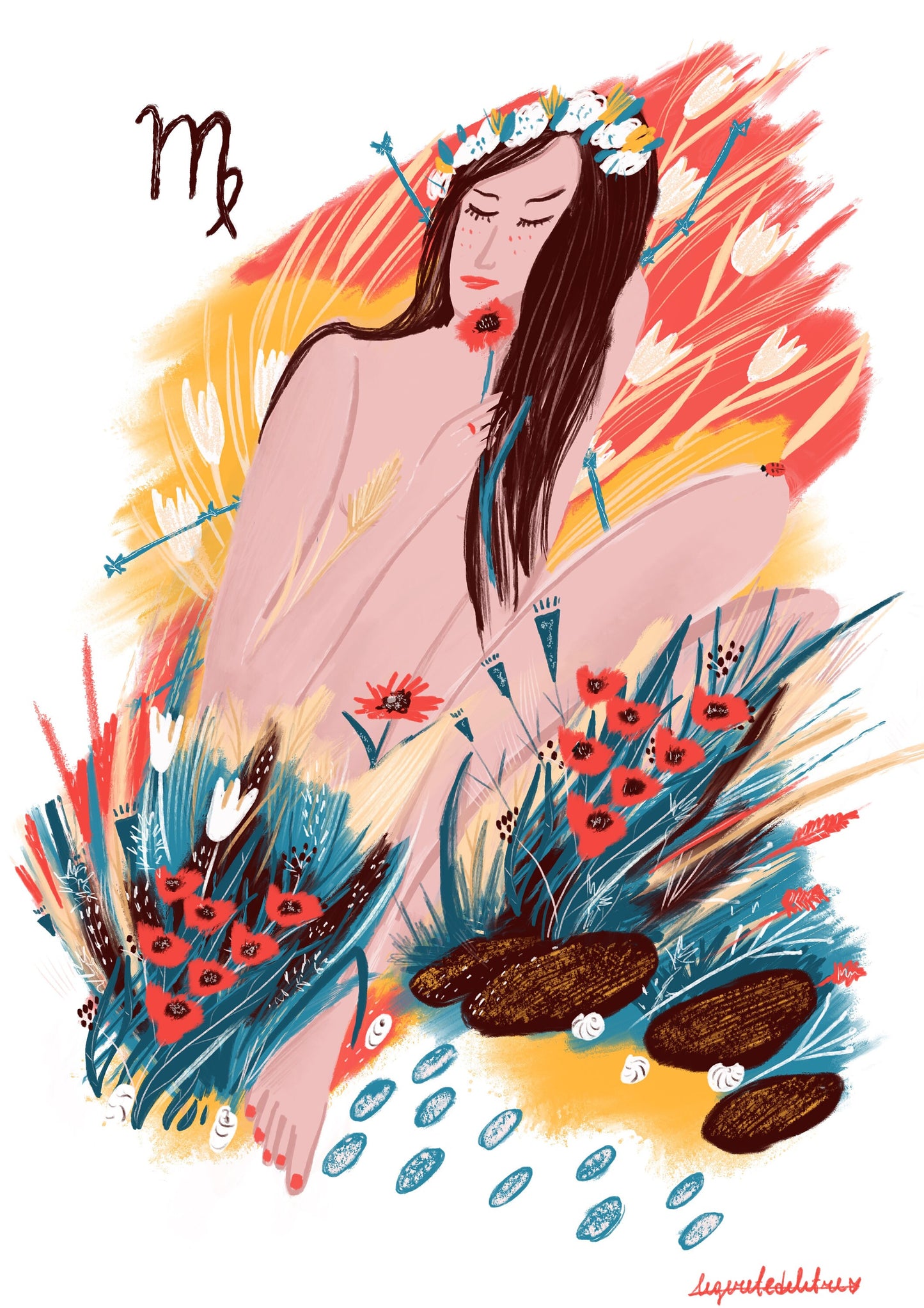Virgo Zodiac Sign Art Poster: Illustrated Birthday Gift