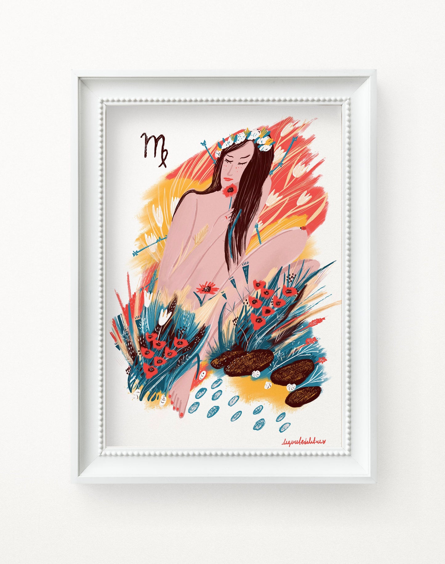 Virgo Zodiac Sign Art Poster: Illustrated Birthday Gift