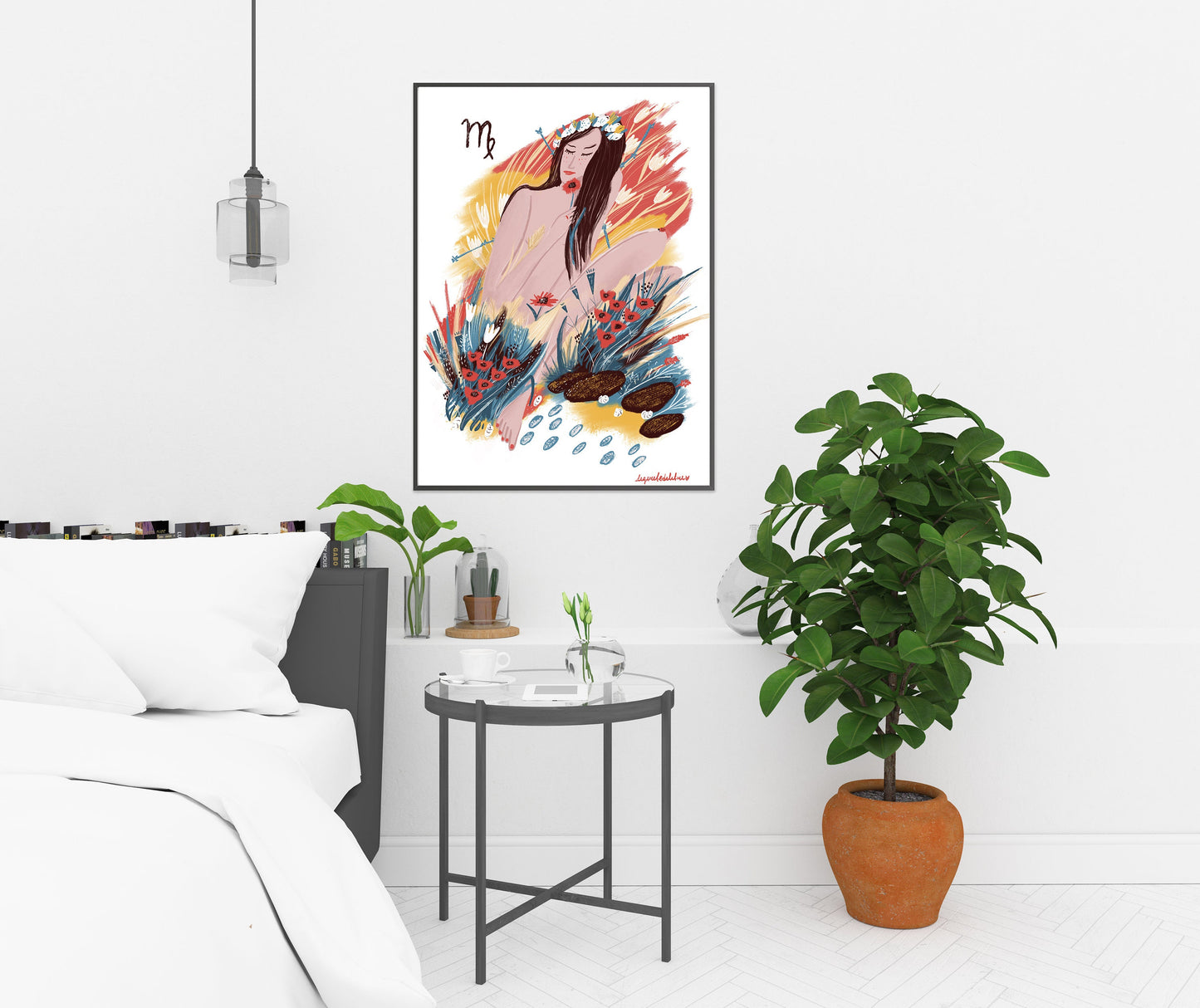 Virgo Zodiac Sign Art Poster: Illustrated Birthday Gift