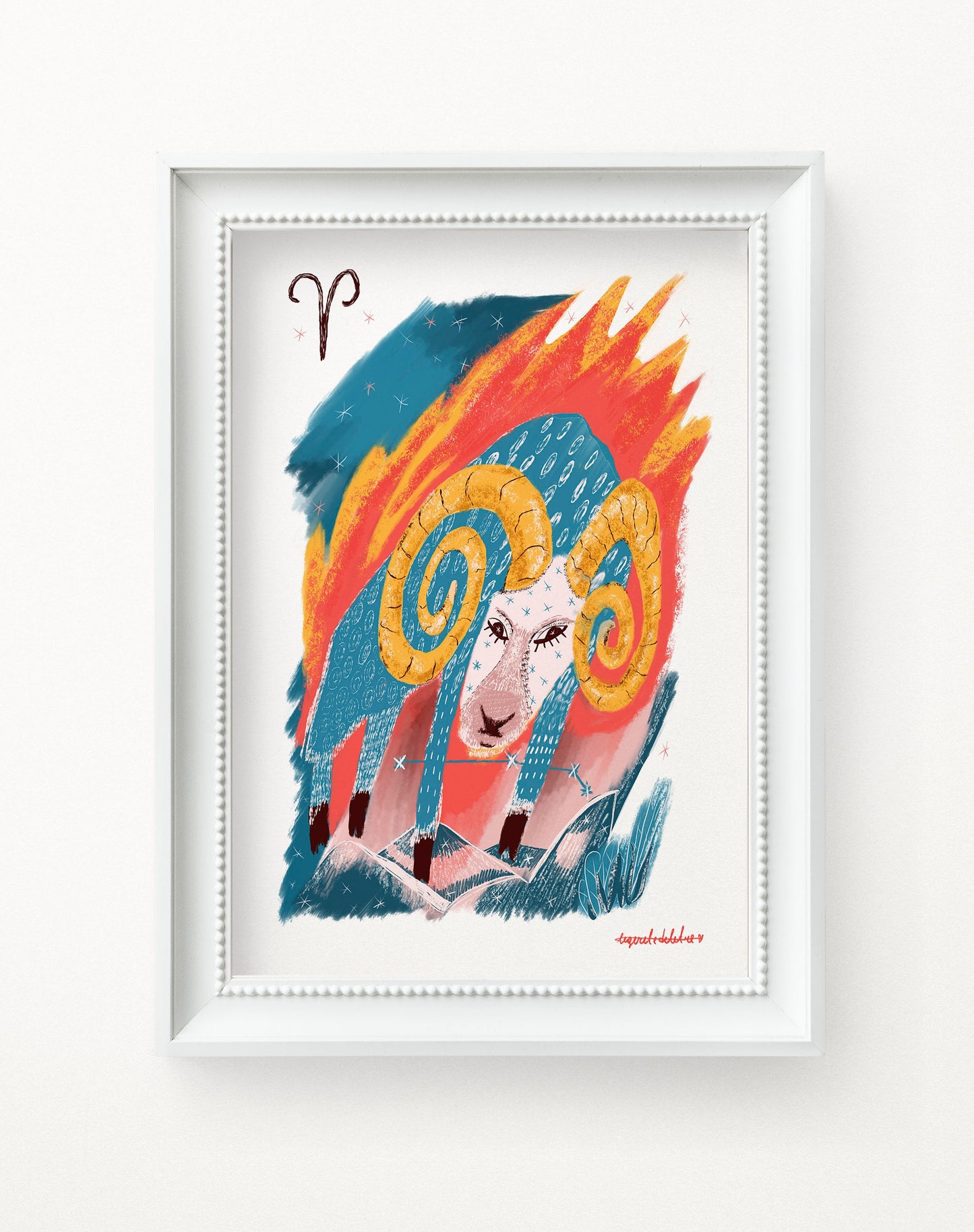 Aries Zodiac Sign Art Print: Illustrated Horoscope Poster