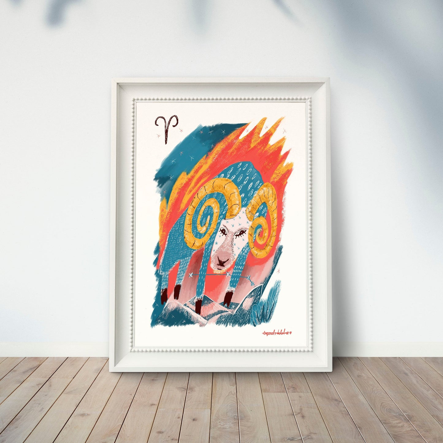 Aries Zodiac Sign Art Print: Illustrated Horoscope Poster