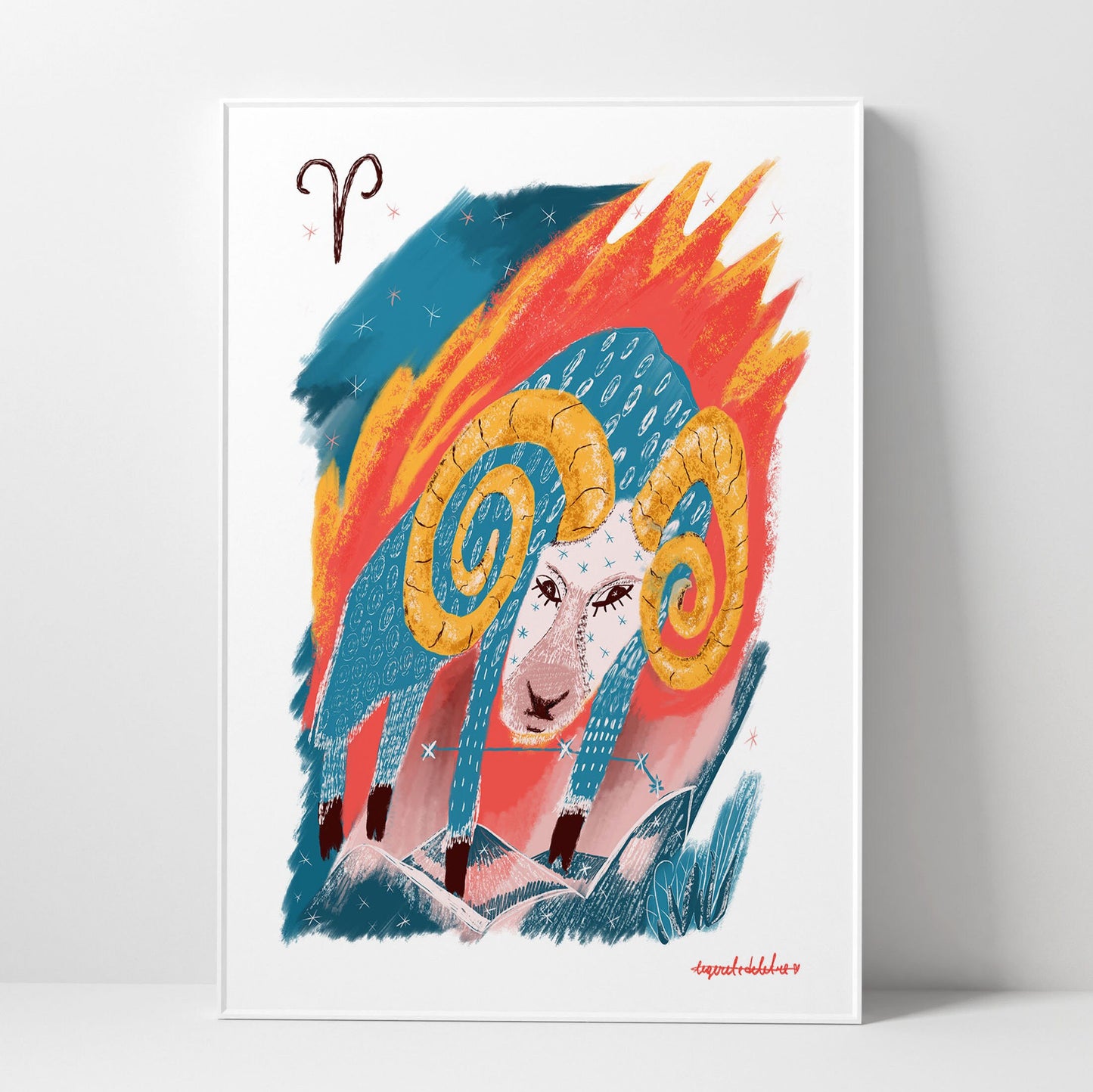 Aries Zodiac Sign Art Print: Illustrated Horoscope Poster