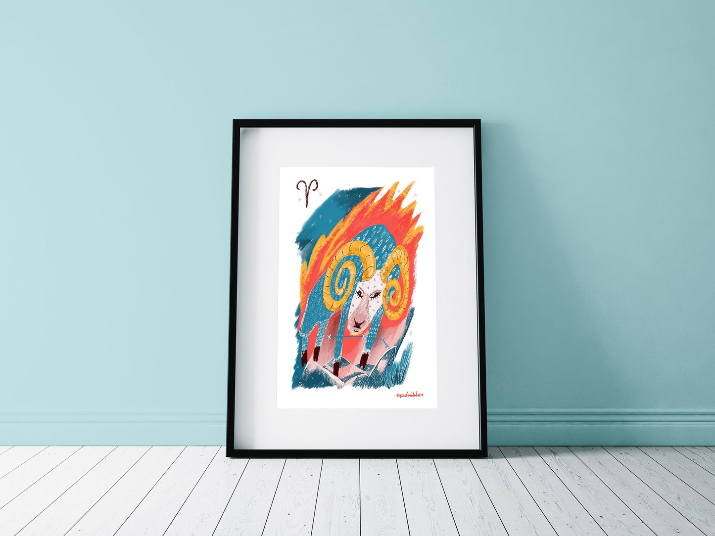 Aries Zodiac Sign Art Print: Illustrated Horoscope Poster