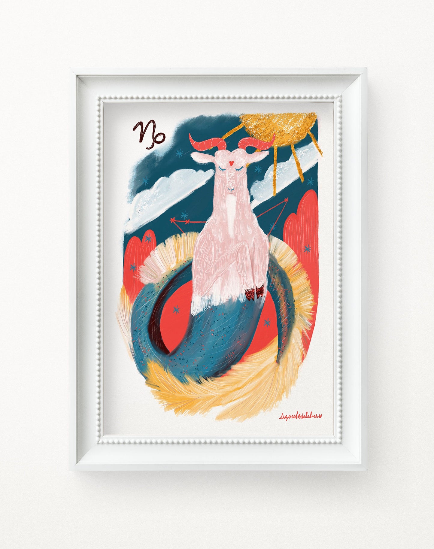 Capricorn Zodiac Sign Art Print: Illustrated Horoscope Poster