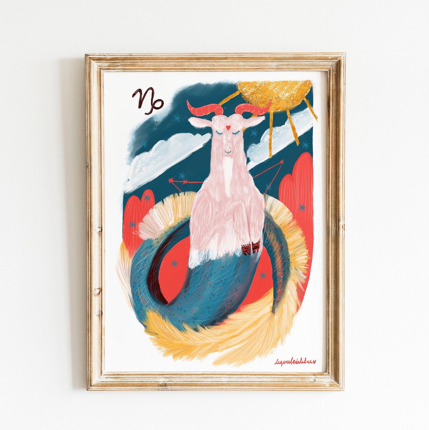 Capricorn Zodiac Sign Art Print: Illustrated Horoscope Poster