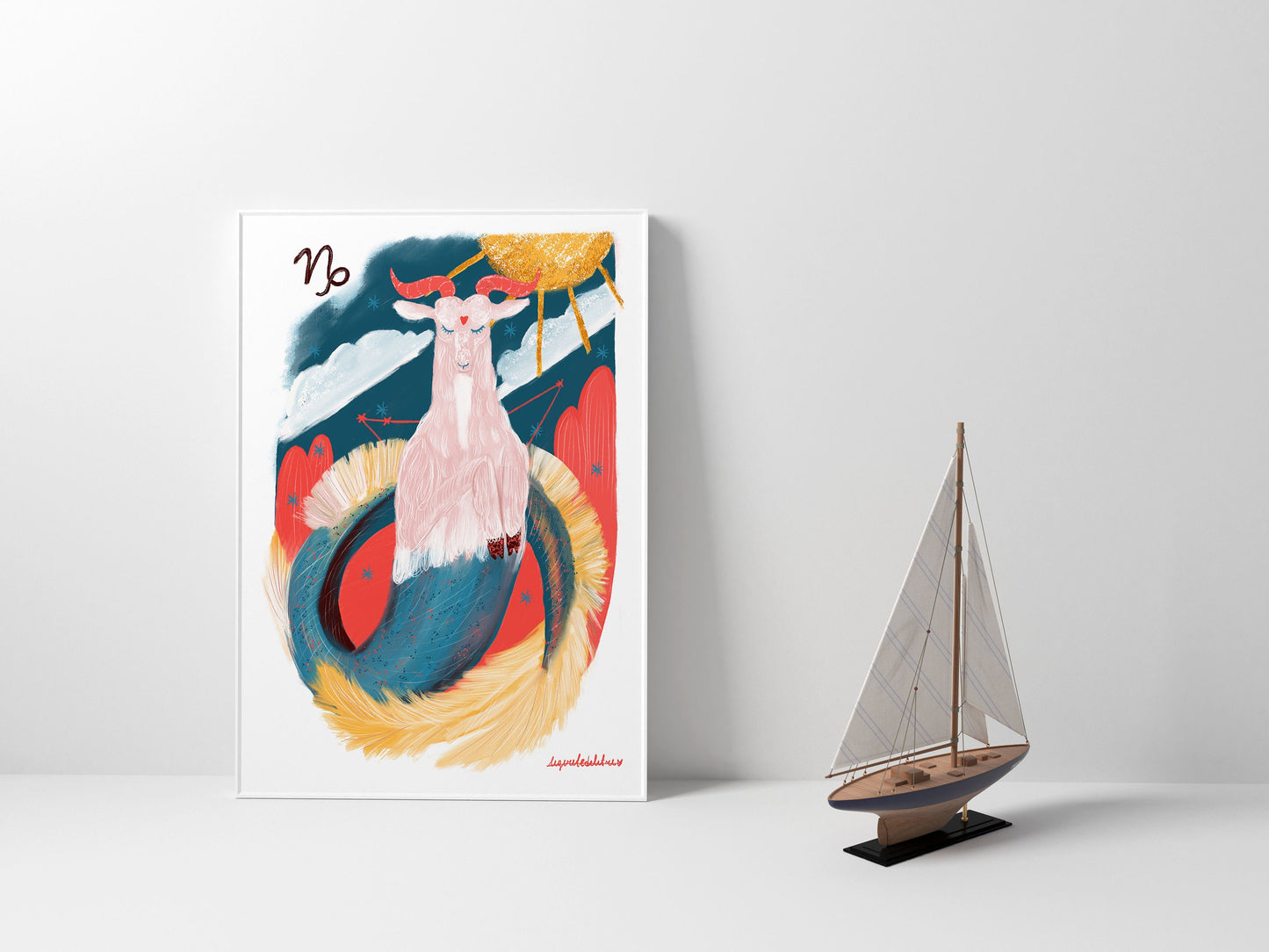 Capricorn Zodiac Sign Art Print: Illustrated Horoscope Poster