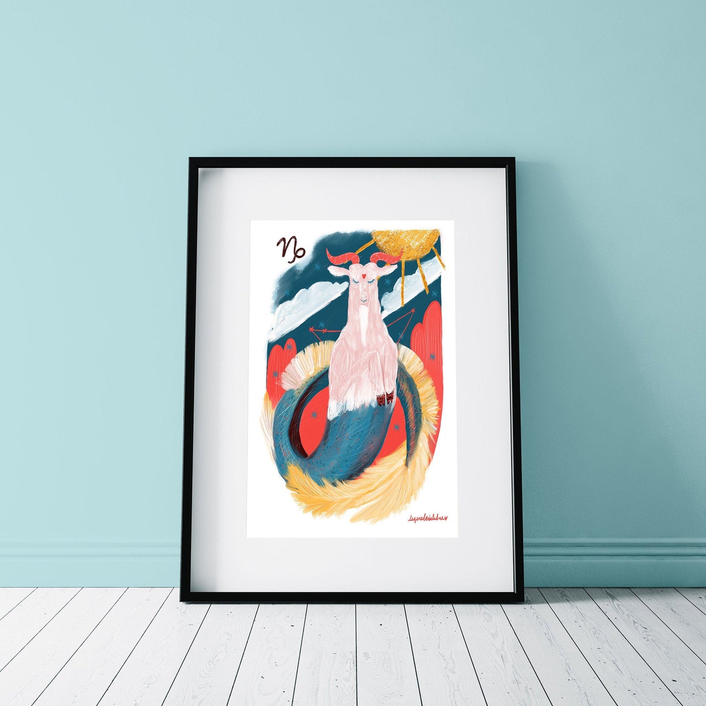 Capricorn Zodiac Sign Art Print: Illustrated Horoscope Poster