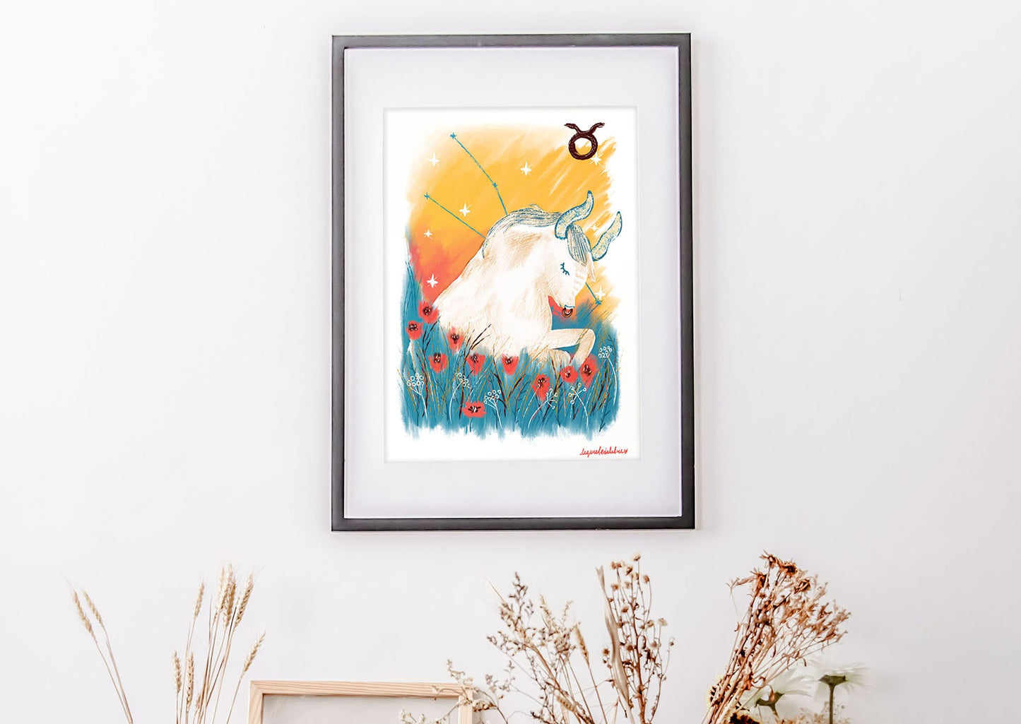 Taurus Zodiac Sign Art Print: Illustrated Horoscope Poster