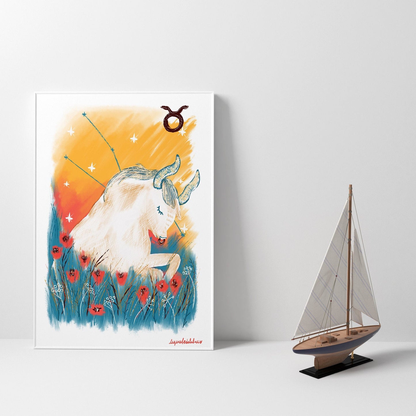 Taurus Zodiac Sign Art Print: Illustrated Horoscope Poster