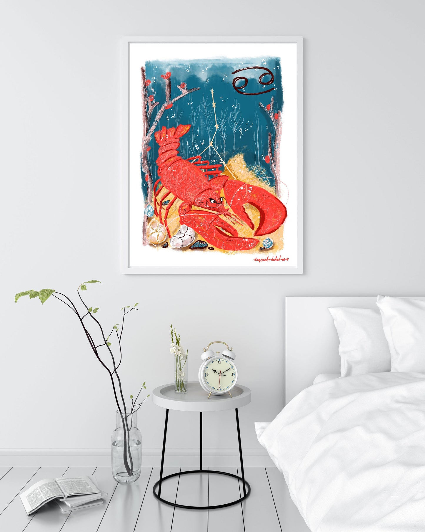 Cancer Zodiac Sign Art Print: Illustrated Horoscope Poster