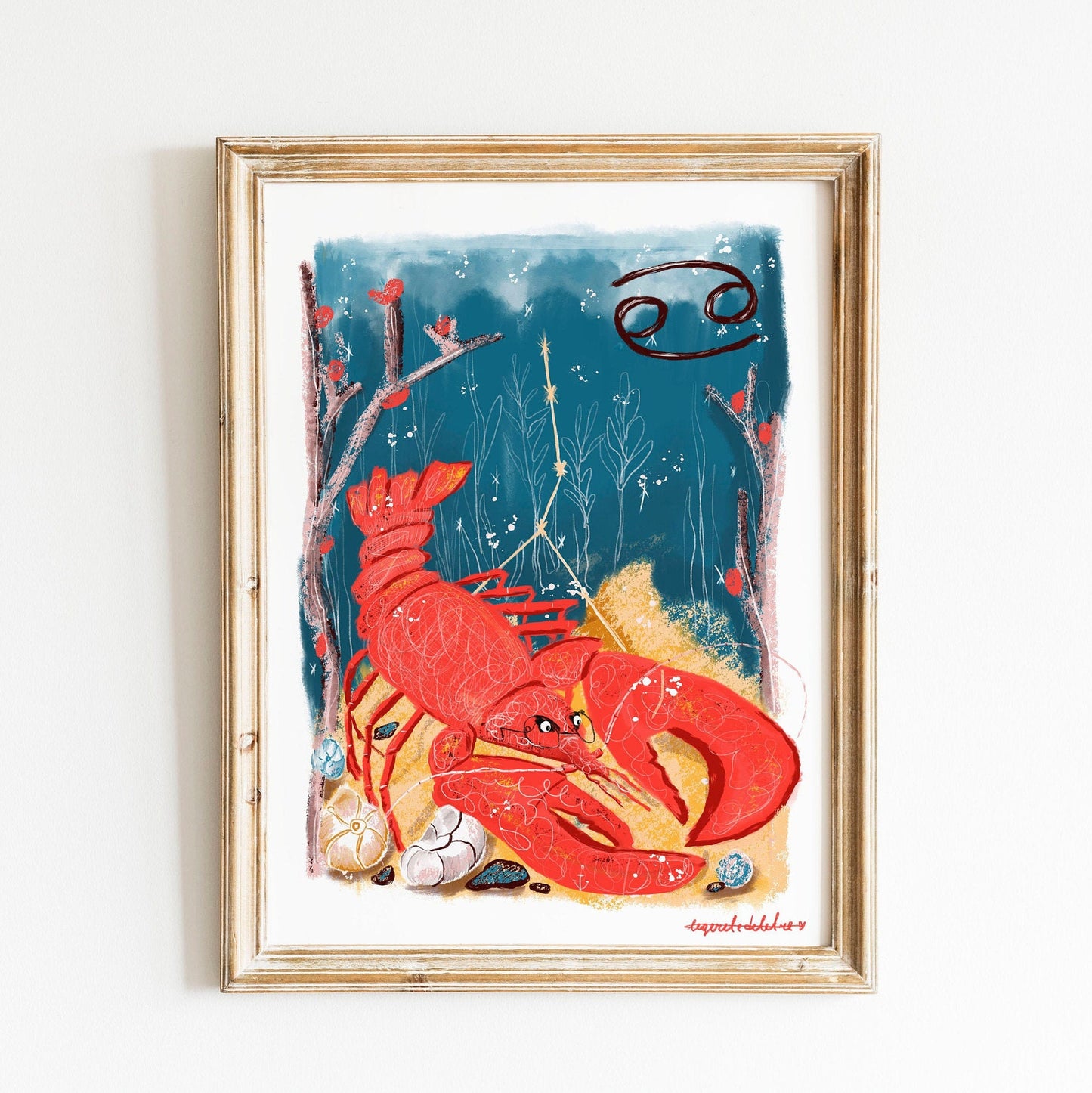 Cancer Zodiac Sign Art Print: Illustrated Horoscope Poster