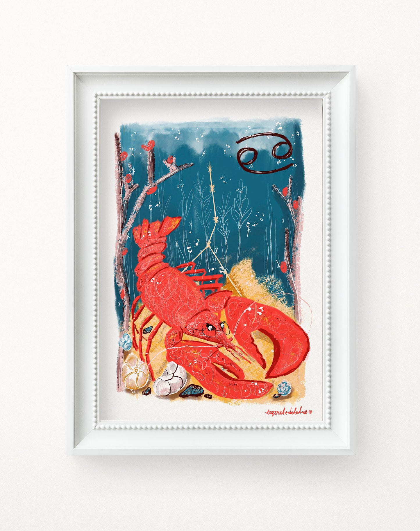 Cancer Zodiac Sign Art Print: Illustrated Horoscope Poster
