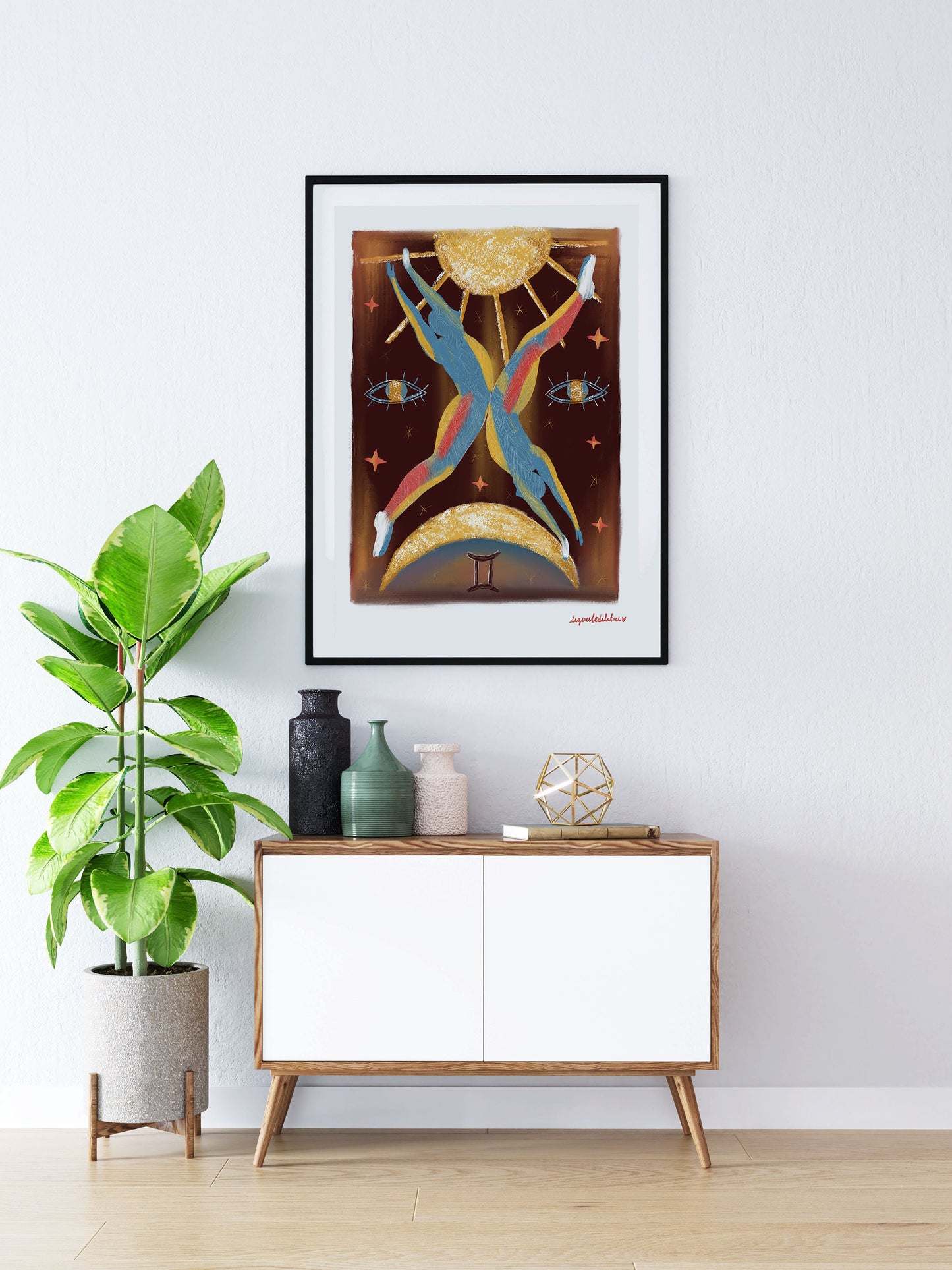 Gemini Zodiac Sign Art Print: Illustrated Horoscope Poster