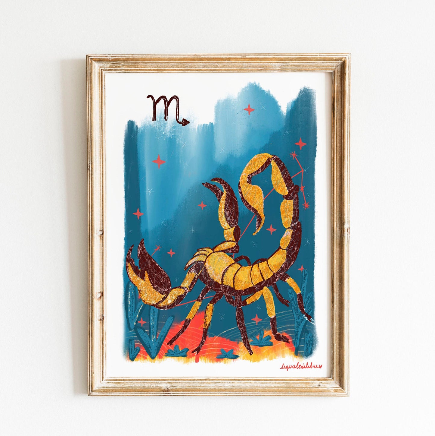 Scorpio Zodiac Sign Art Print: Illustrated Horoscope Poster