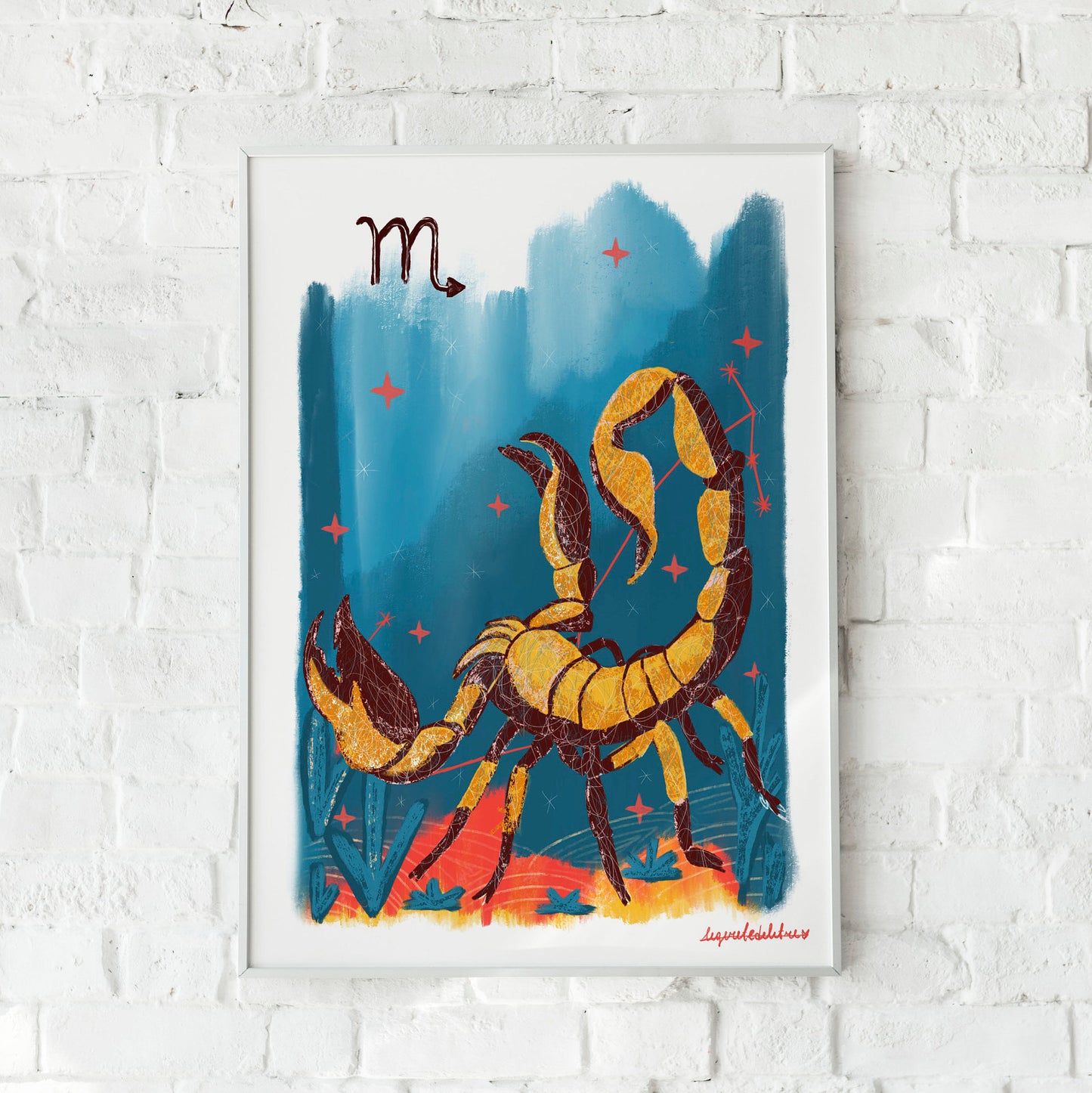 Scorpio Zodiac Sign Art Print: Illustrated Horoscope Poster