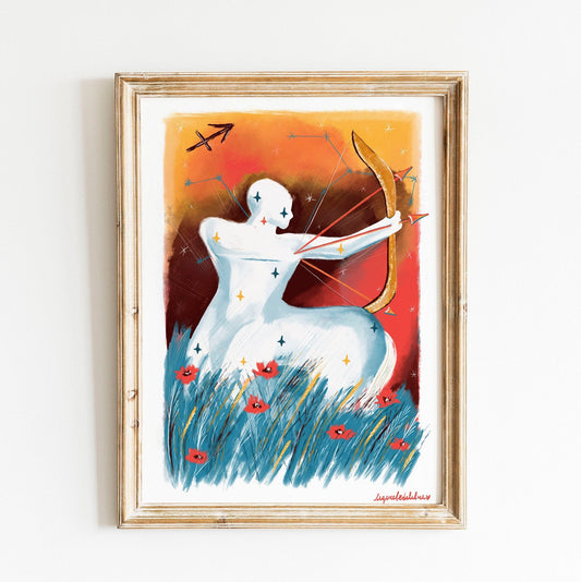 Sagittarius Zodiac Art Print: Illustrated Horoscope Poster