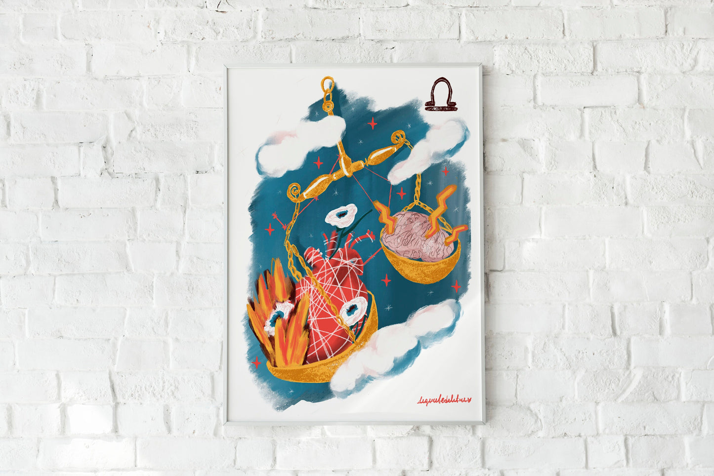 Libra Zodiac Sign Art Print: Illustrated Horoscope Poster