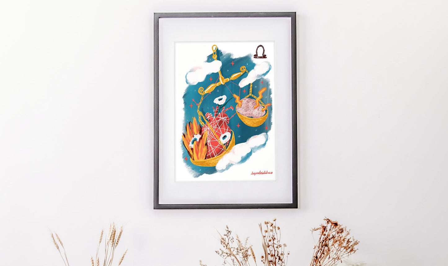 Libra Zodiac Sign Art Print: Illustrated Horoscope Poster
