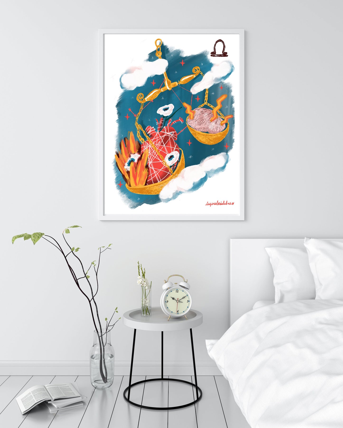 Libra Zodiac Sign Art Print: Illustrated Horoscope Poster