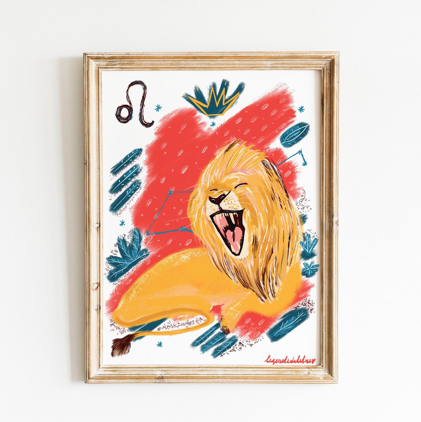 Leo Zodiac Sign Art Print: Illustrated Horoscope Poster