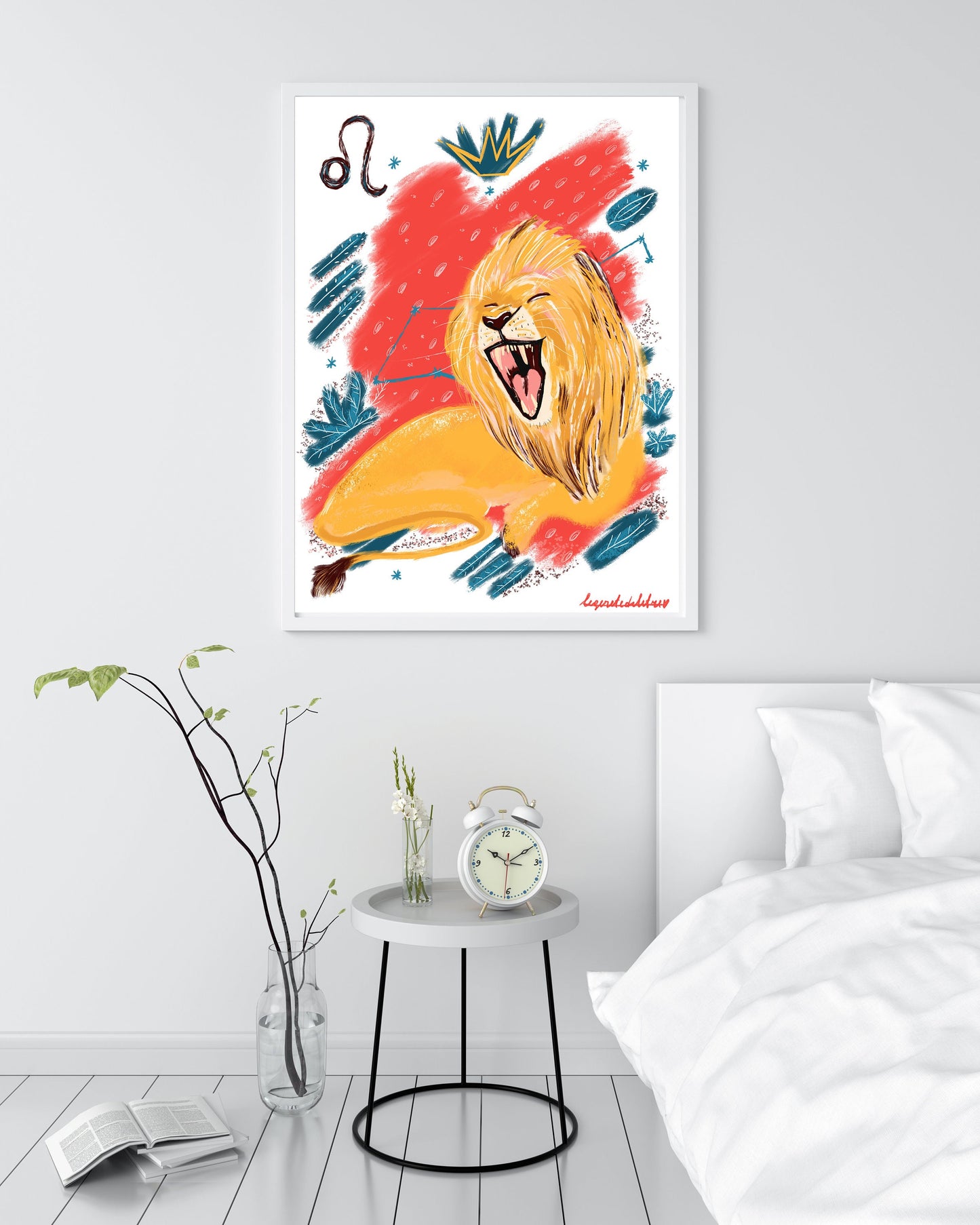 Leo Zodiac Sign Art Print: Illustrated Horoscope Poster