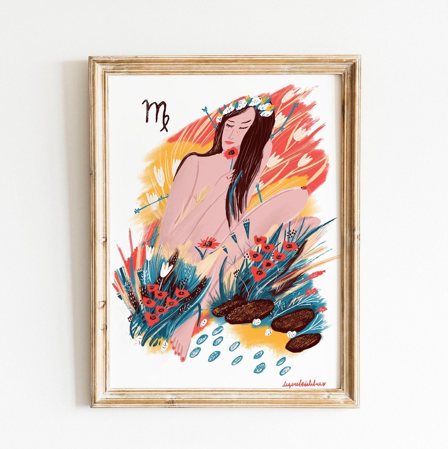 Virgo Zodiac Sign Art Poster: Illustrated Birthday Gift