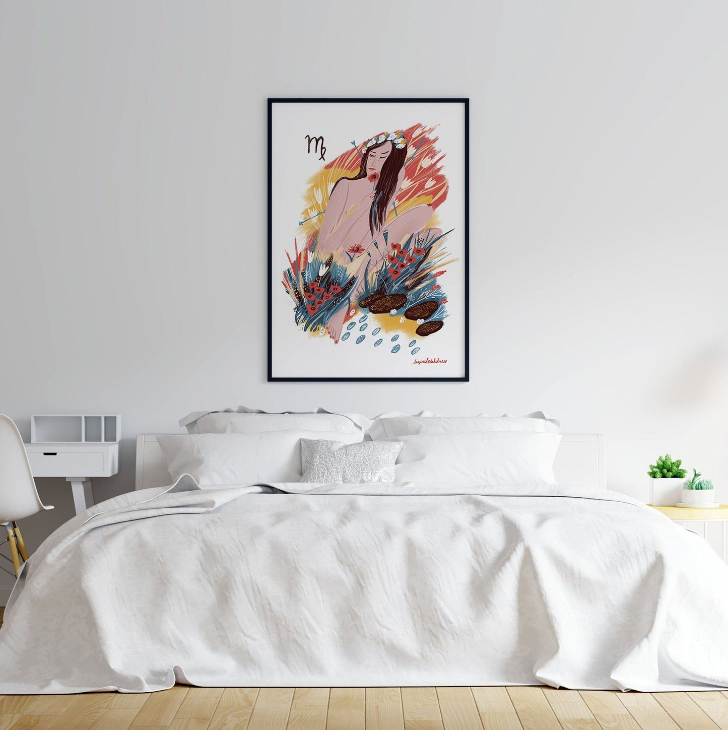 Virgo Zodiac Sign Art Poster: Illustrated Birthday Gift