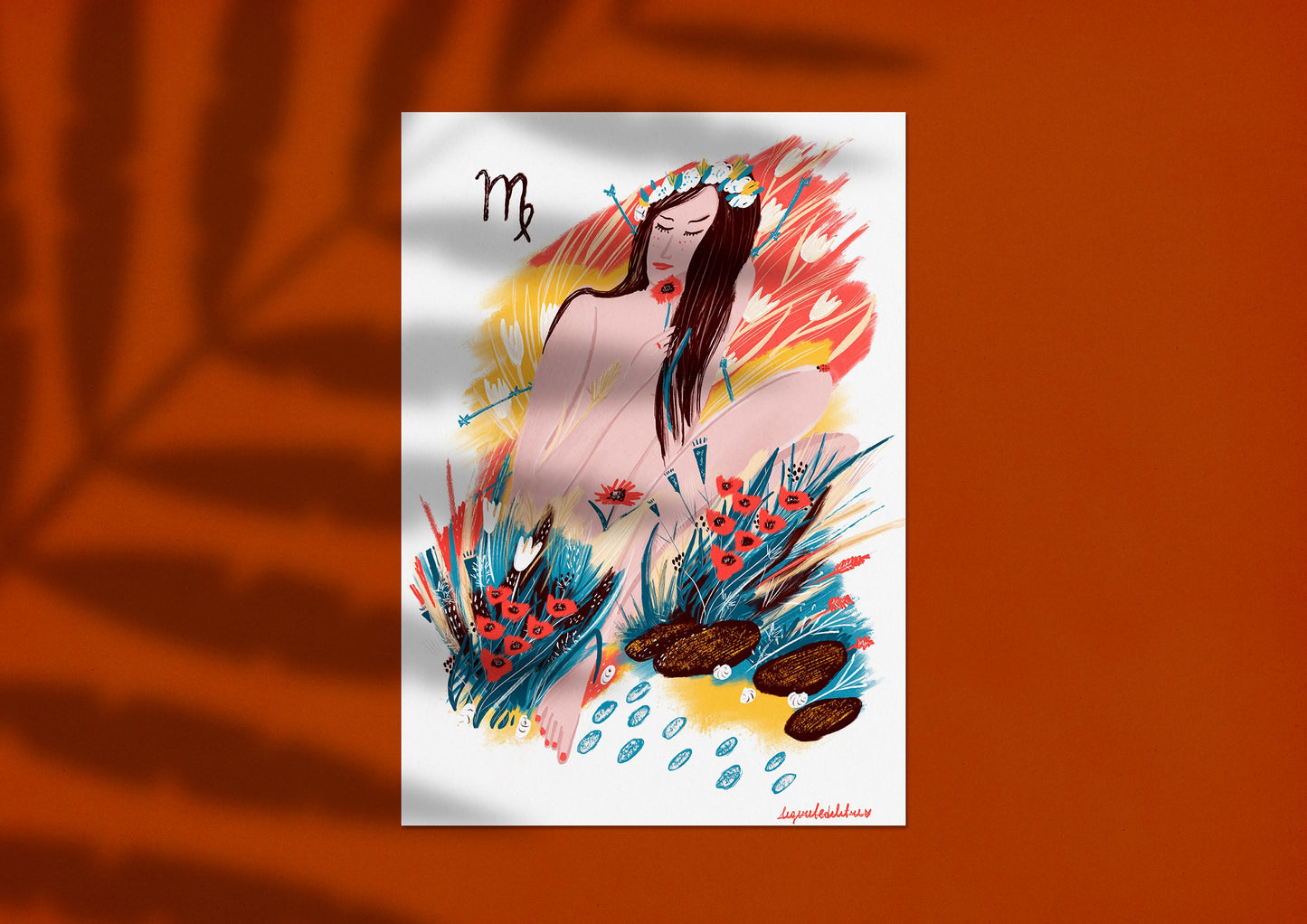 Virgo Zodiac Sign Art Poster: Illustrated Birthday Gift