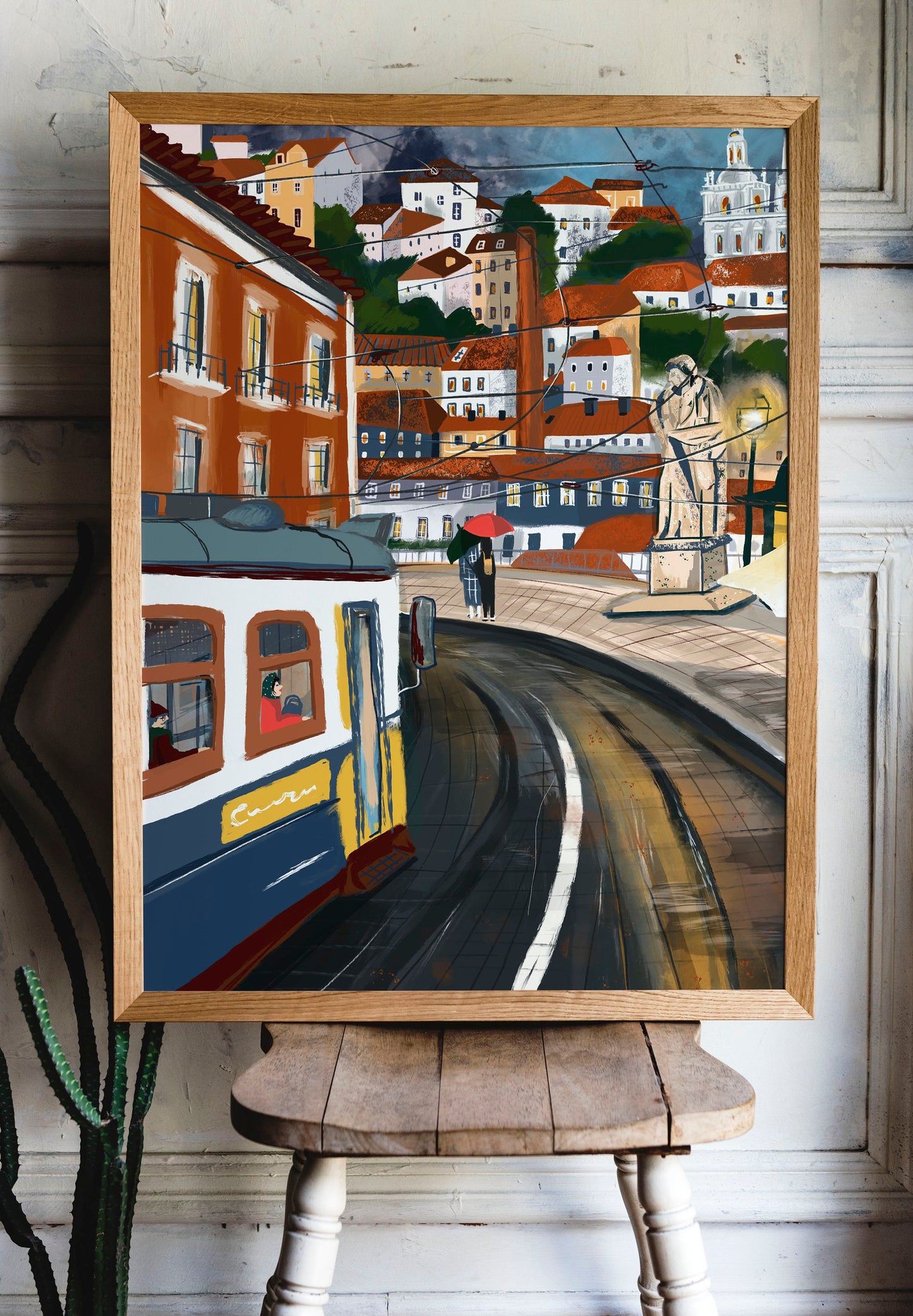 Lisbon Tram Print: Portugal Cityscape Wall Art