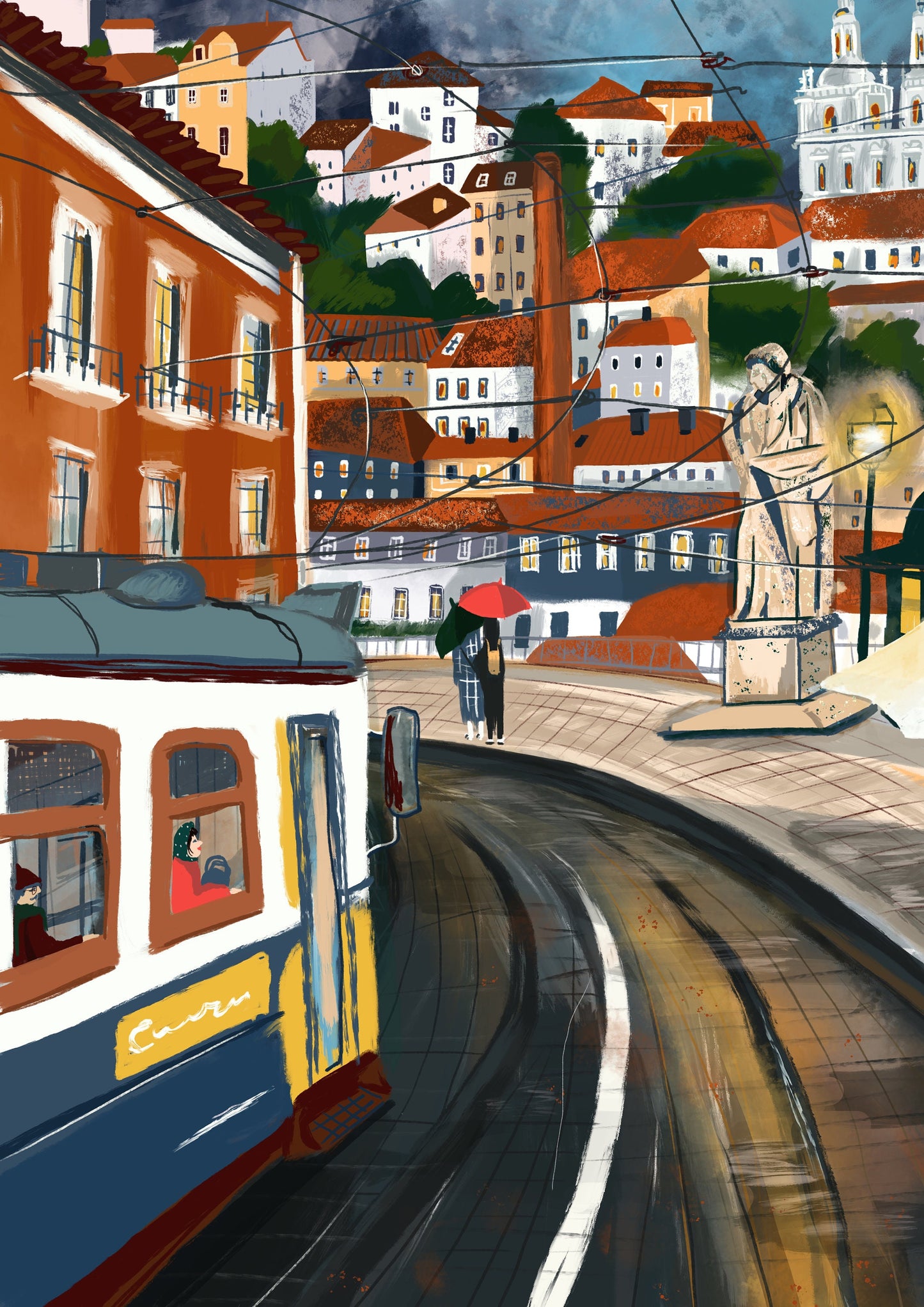 Lisbon Tram Print: Portugal Cityscape Wall Art
