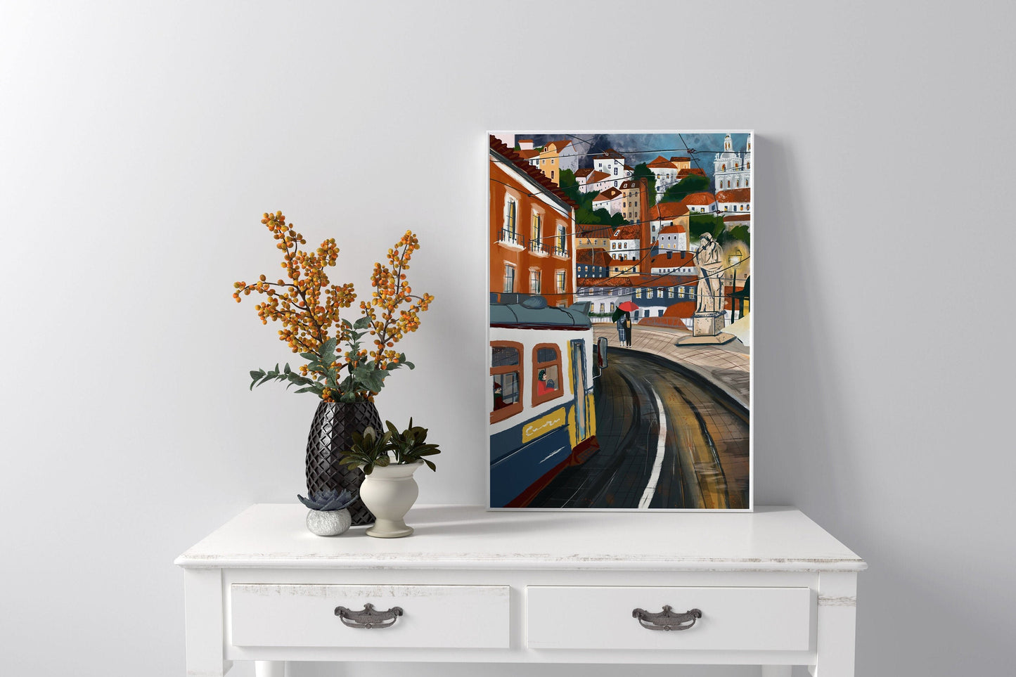 Lisbon Tram Print: Portugal Cityscape Wall Art