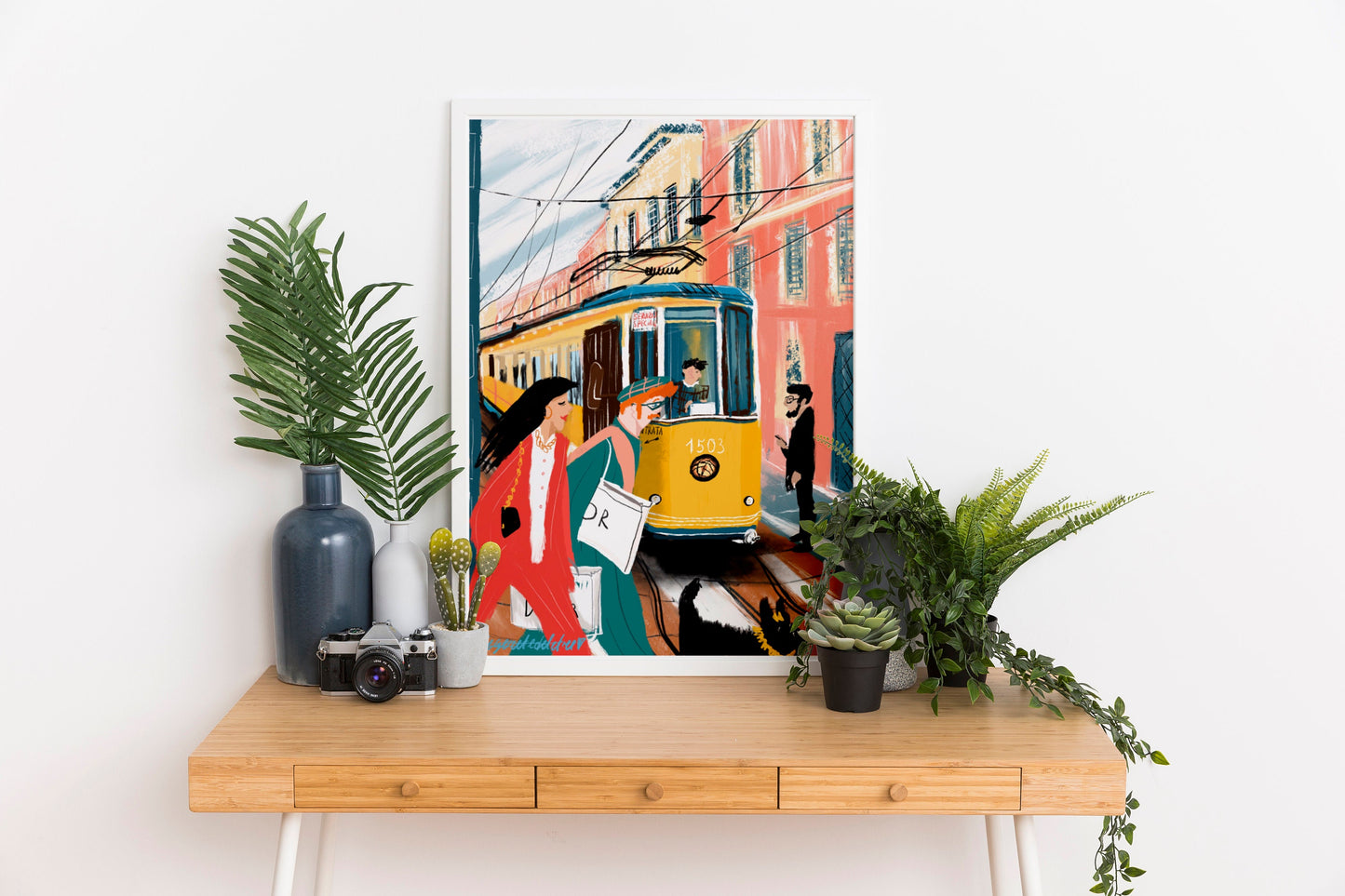 Milan Tram Painting|Milan art print|yellow tram|italian sketch|Milan fashion poster