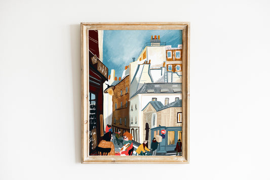 Paris Street Scene Art Print: Cité Illustration