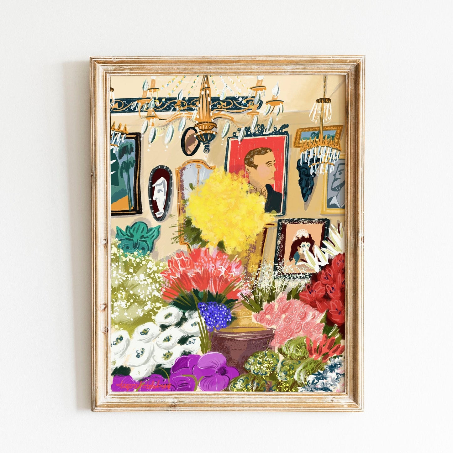 Parisian Flower Shop Print: Colorful Floral Illustration