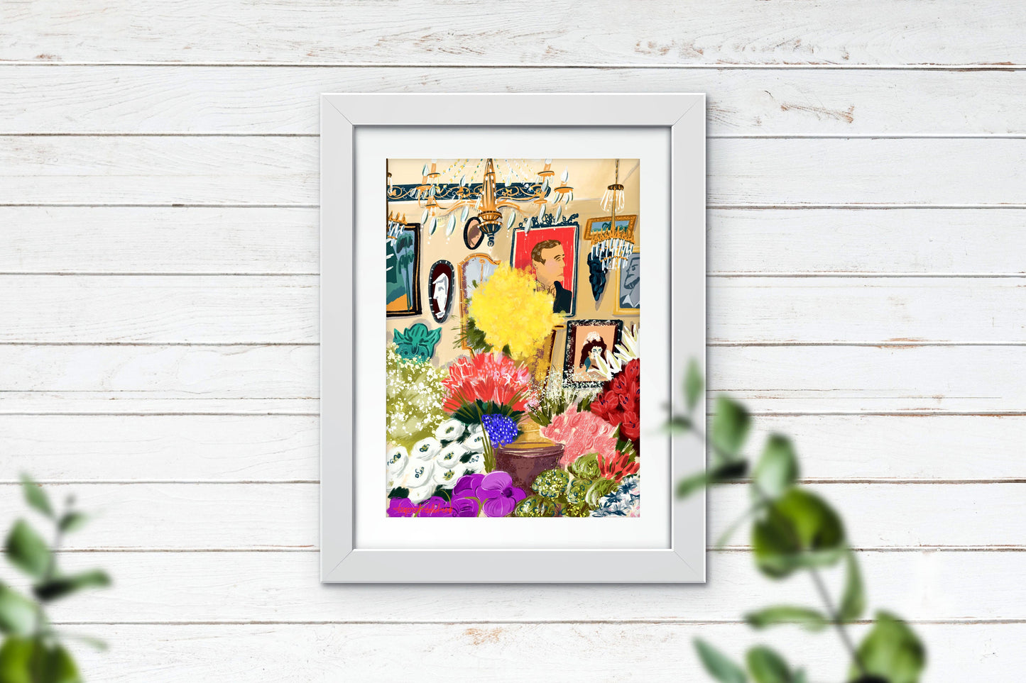 Parisian Flower Shop Print: Colorful Floral Illustration