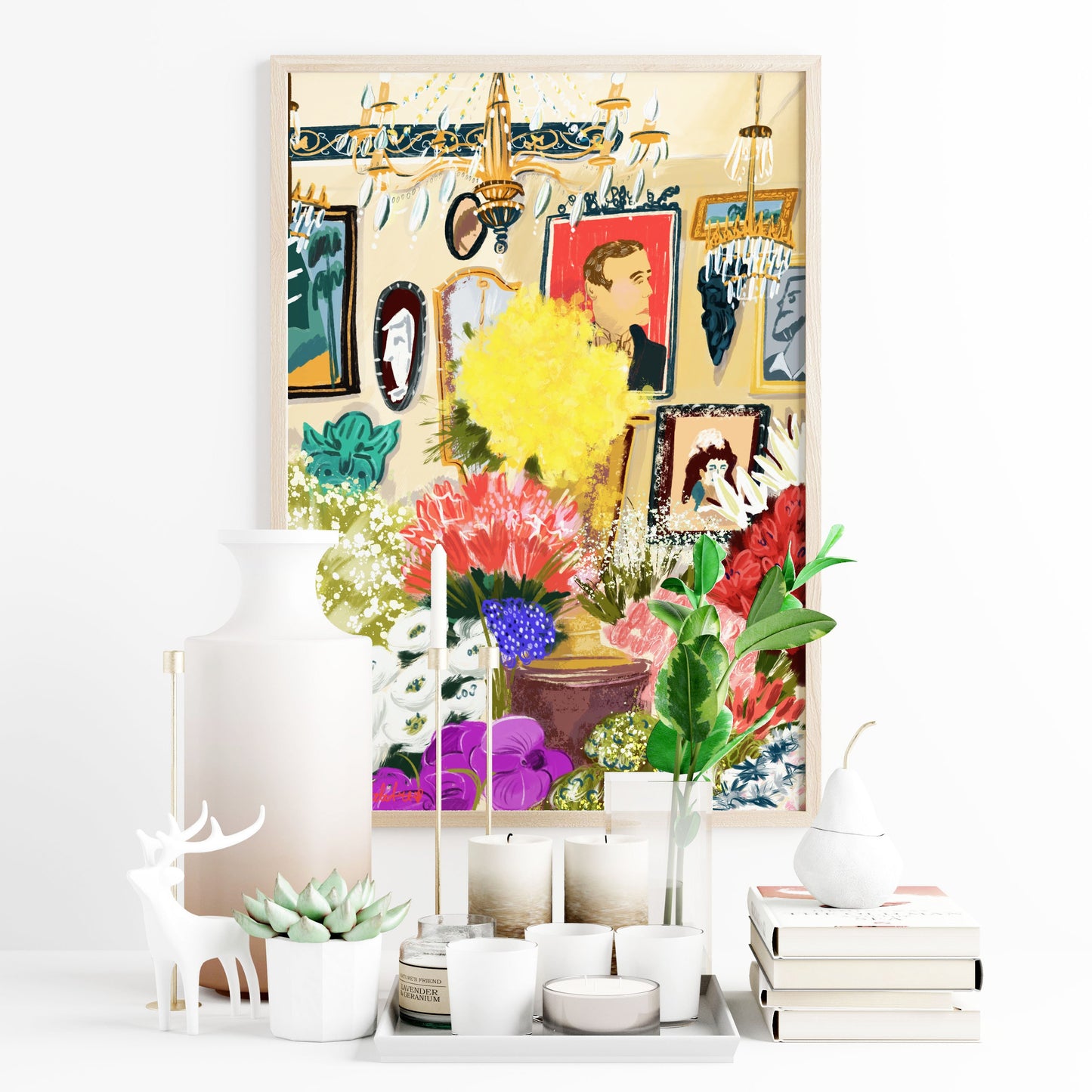 Parisian Flower Shop Print: Colorful Floral Illustration