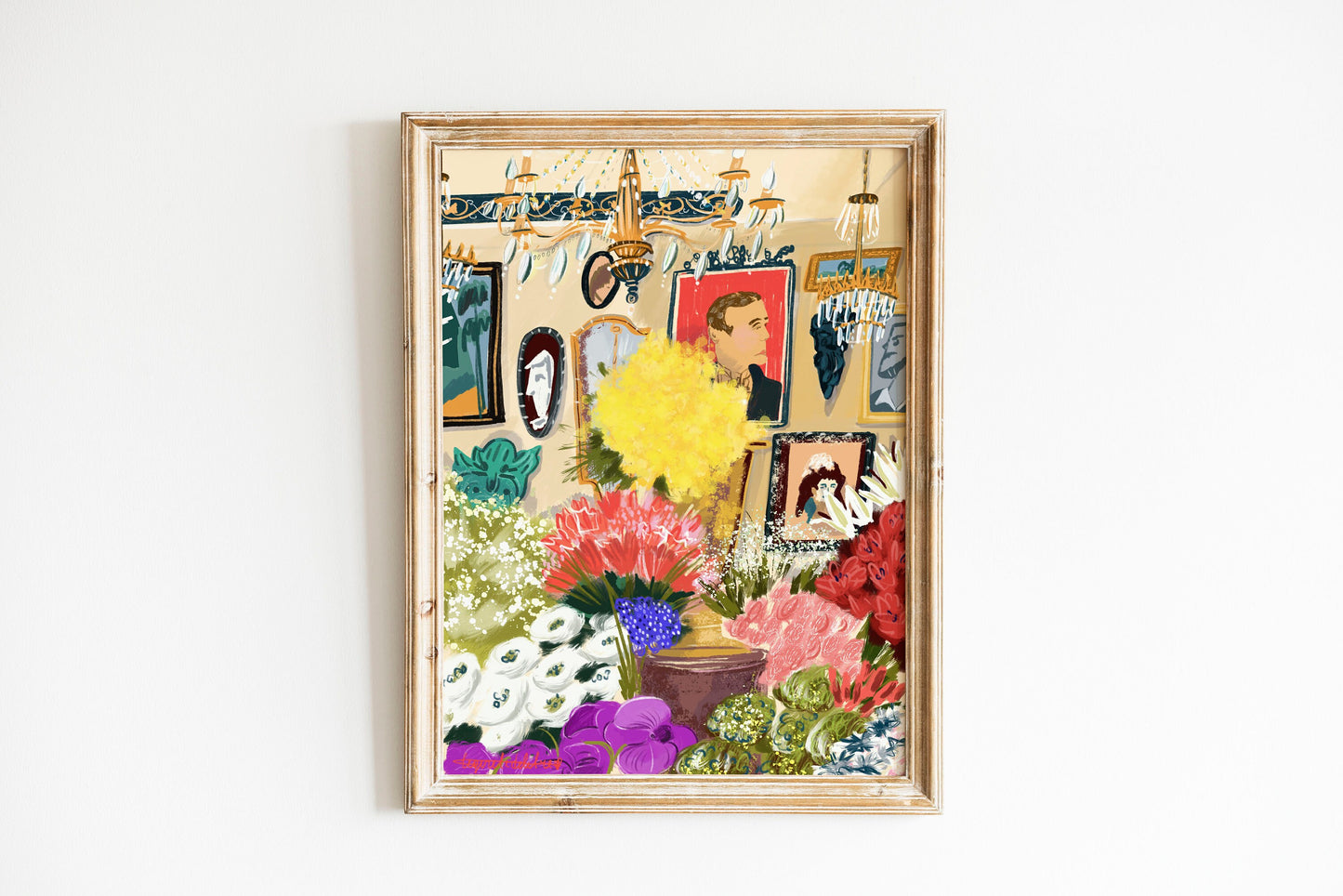 Parisian Flower Shop Print: Colorful Floral Illustration